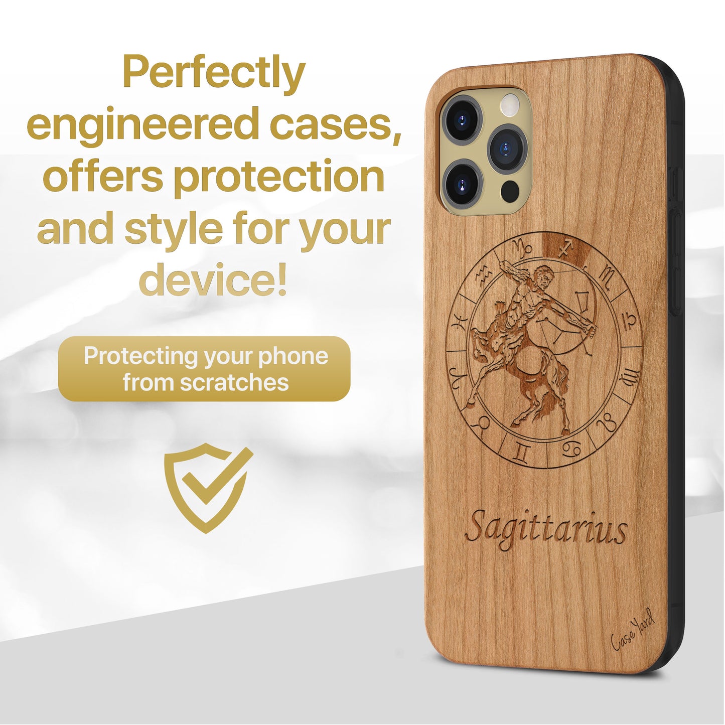 Sagittarius Sign Wooden Laser Engraved Phone Case for iPhone