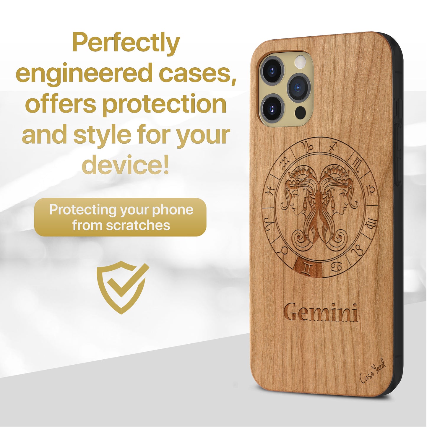 Gemini Sign Wooden Laser Engraved Phone Case for iPhone
