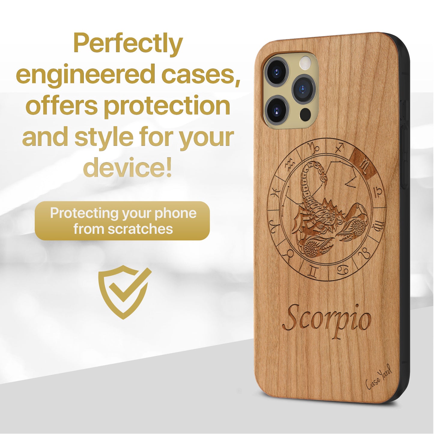 Scorpio Sign Wooden Laser Engraved Phone Case for iPhone