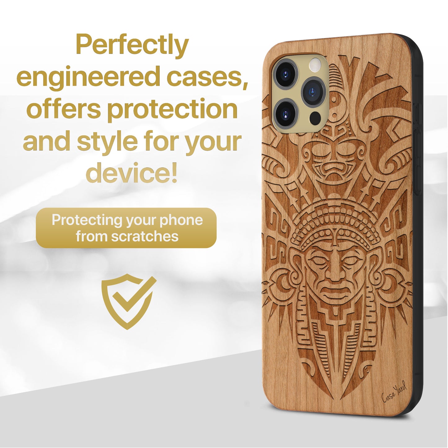 Tribal Indian Mask Wooden Laser Engraved Phone Case for iPhone