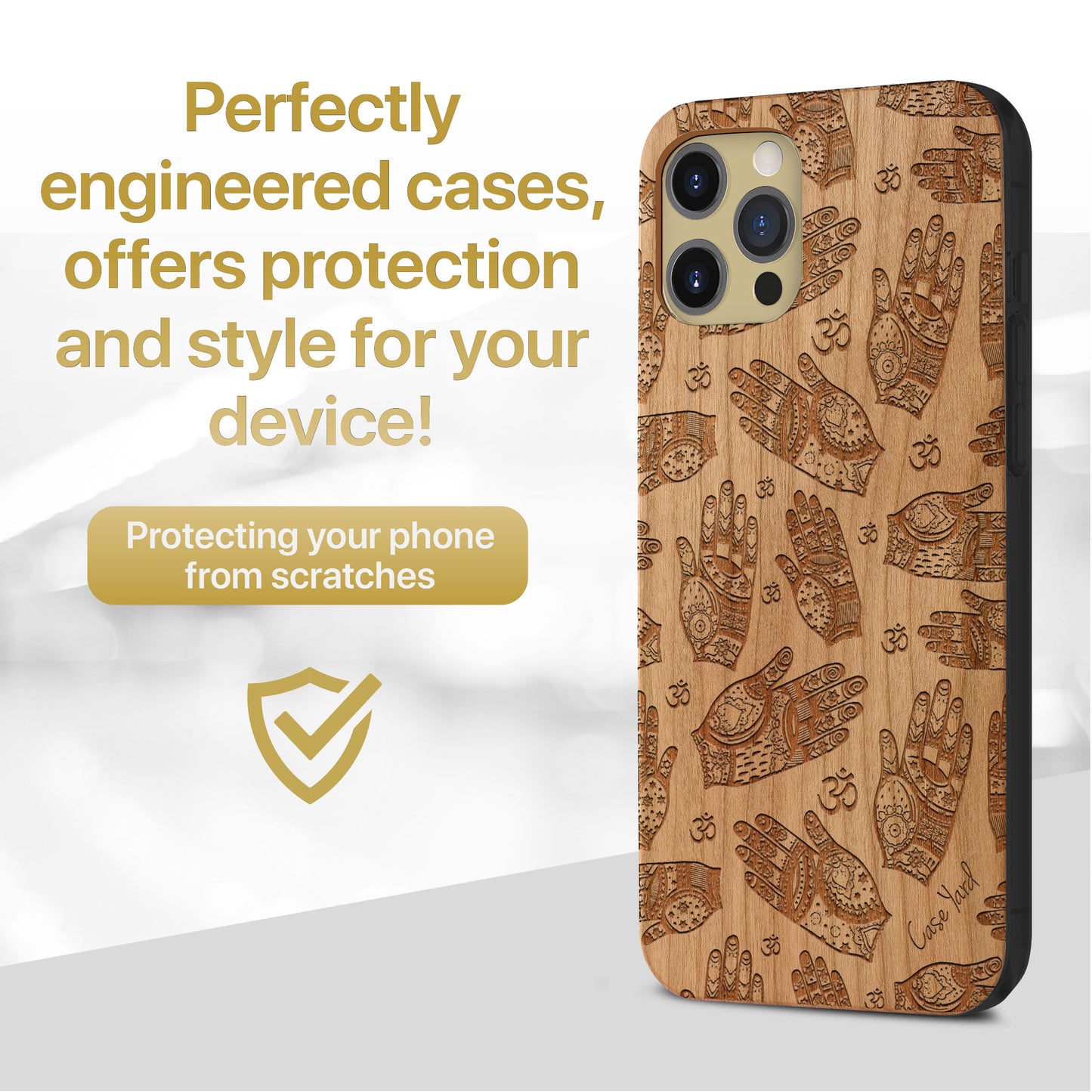Hands and Ohm Wooden Laser Engraved Phone Case for iPhone