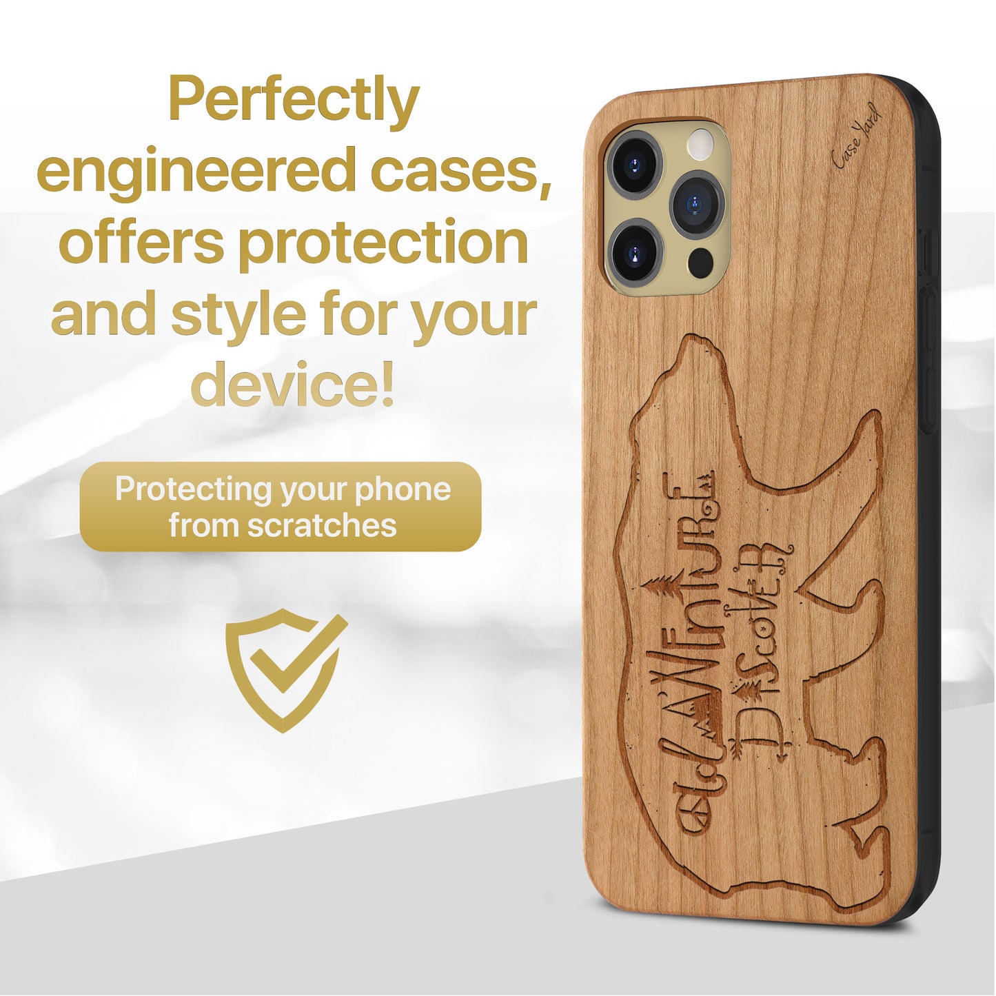 Discovery and Adventure Wooden Laser Engraved Phone Case for iPhone & Samsung Phones
