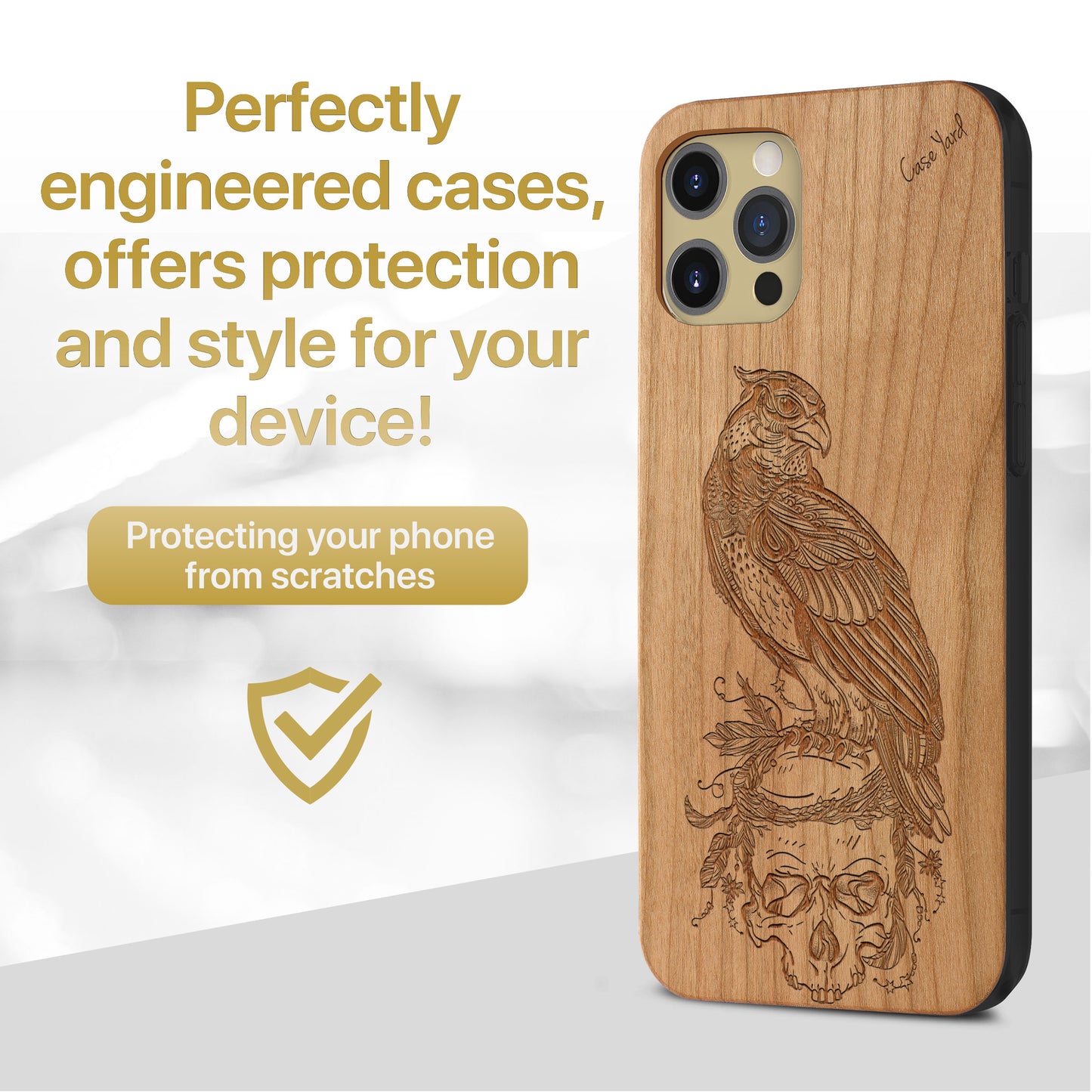 Bird of Prey Wooden Laser Engraved Phone Case for iPhone & Samsung Phones
