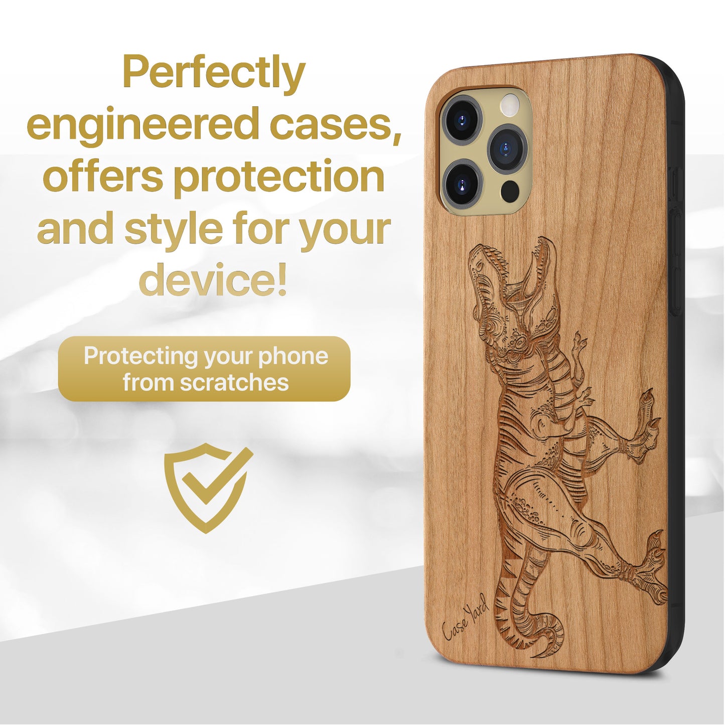 T-Rex Wooden Laser Engraved Phone Case for iPhone