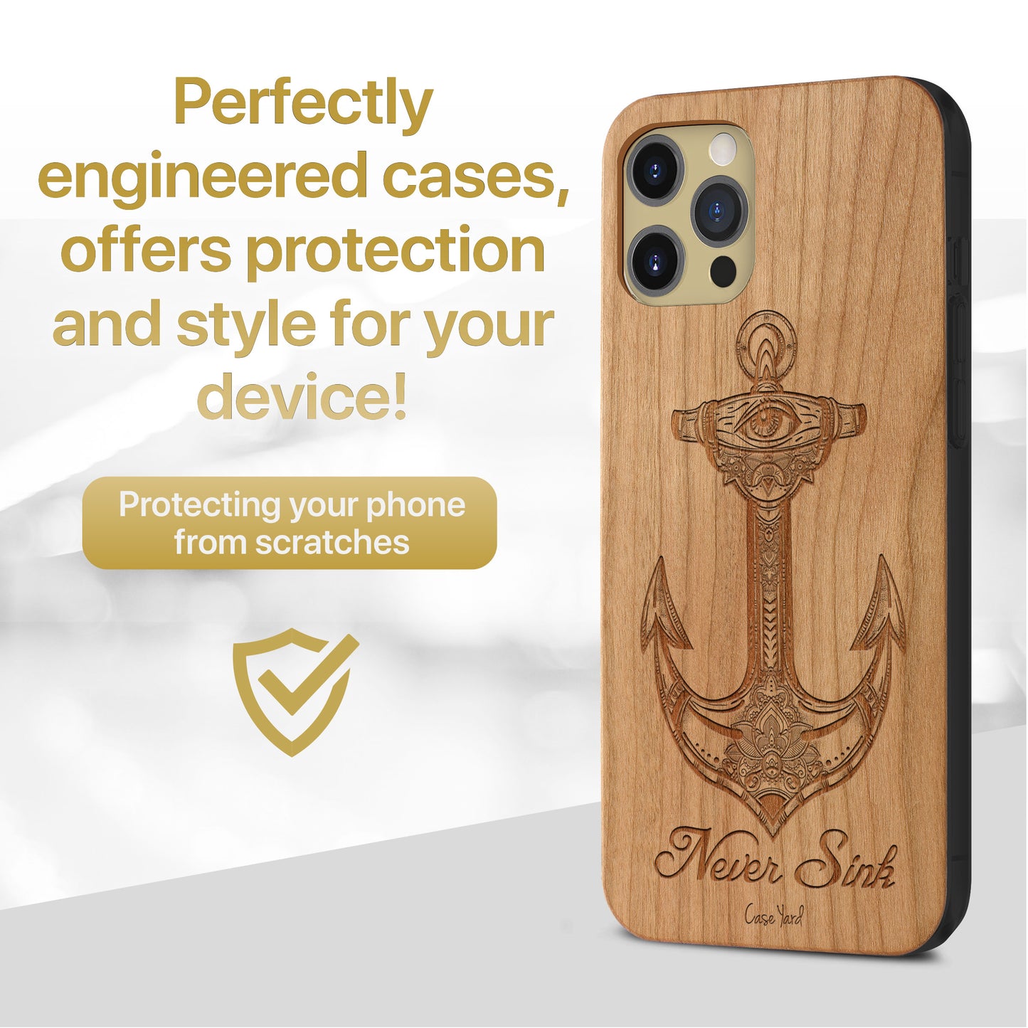 Never Sink Wooden Laser Engraved Phone Case for iPhone