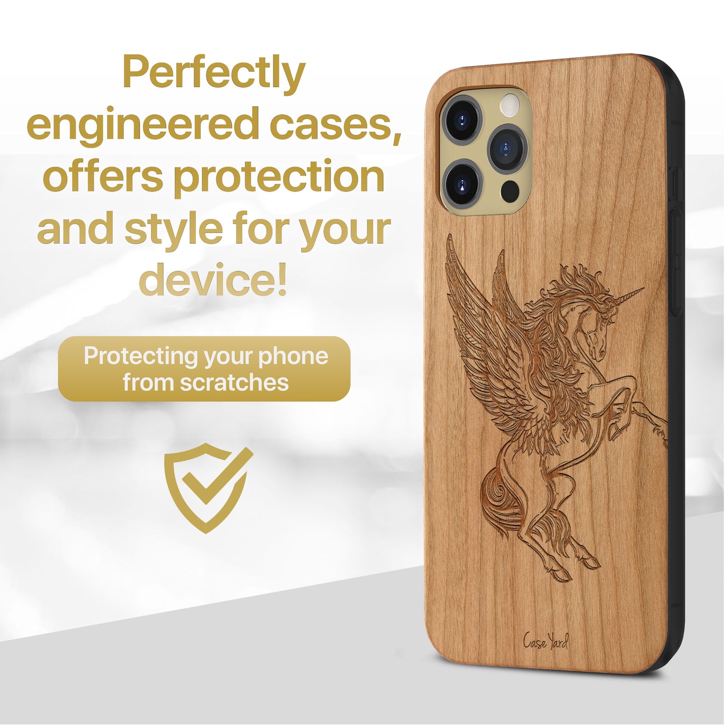 Pegasus Wooden Laser Engraved Phone Case for iPhone