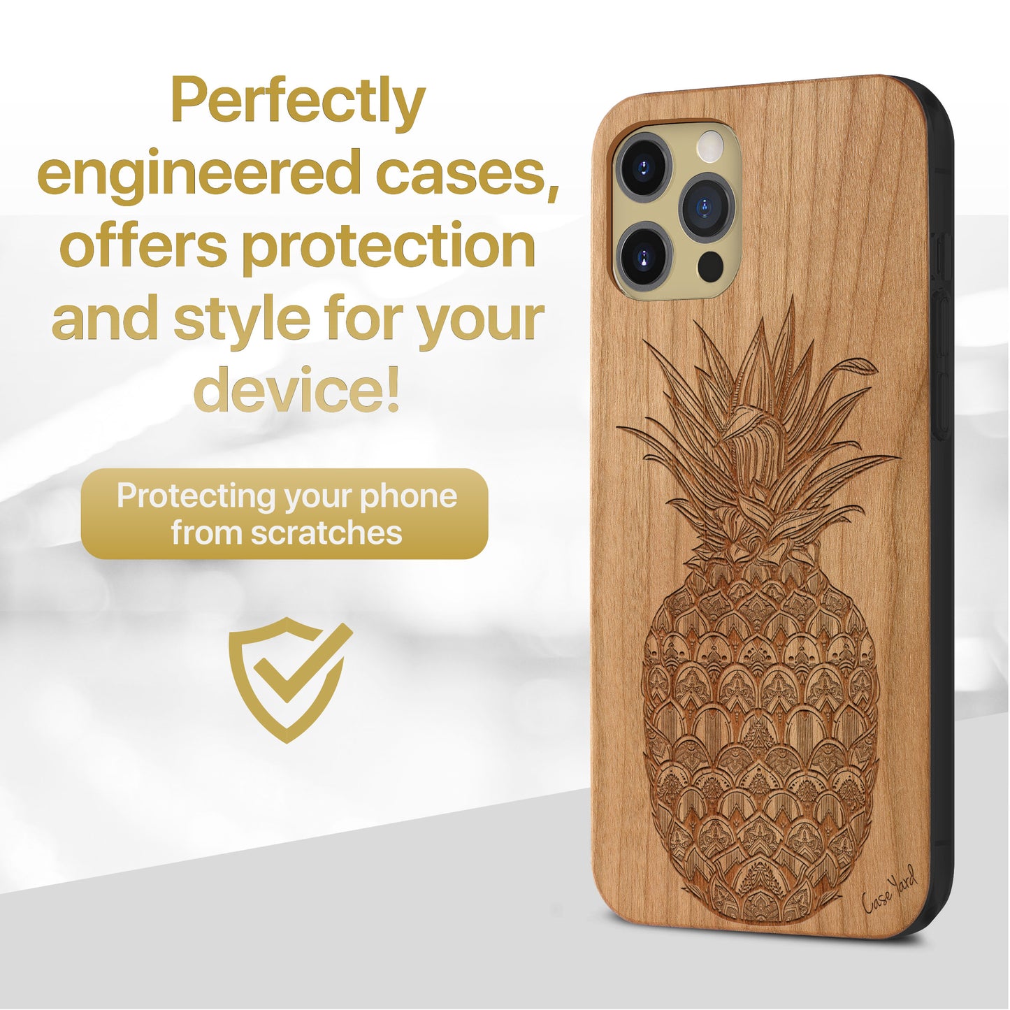 Ornamental Pineapple Wooden Laser Engraved Phone Case for iPhone