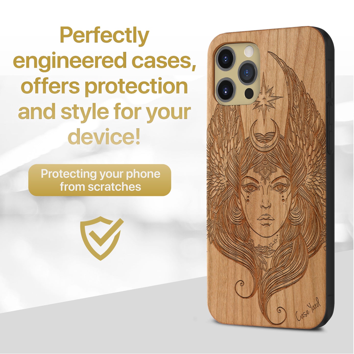Beautiful Athena Wooden Laser Engraved Phone Case for iPhone & Samsung Phones
