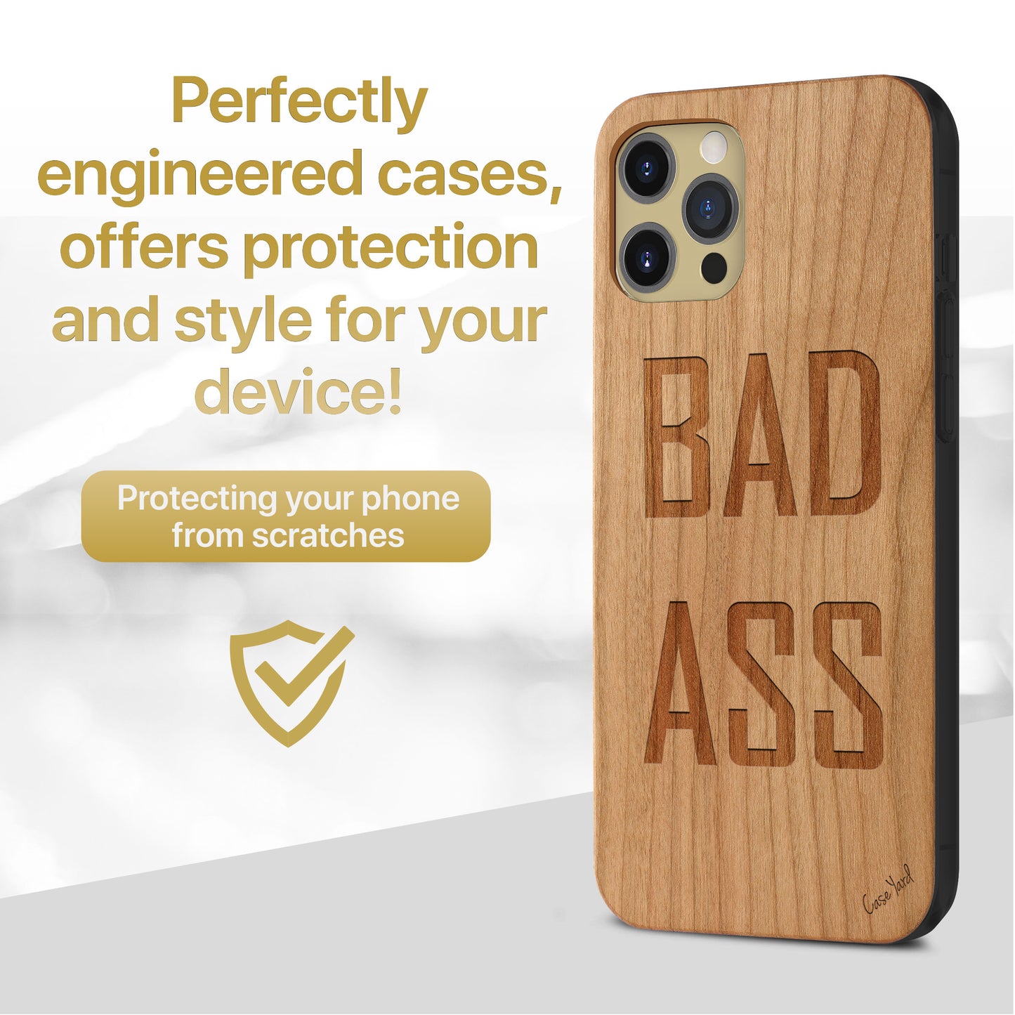 Bad Ass Wooden Laser Engraved Phone Case for iPhone & Samsung Phones