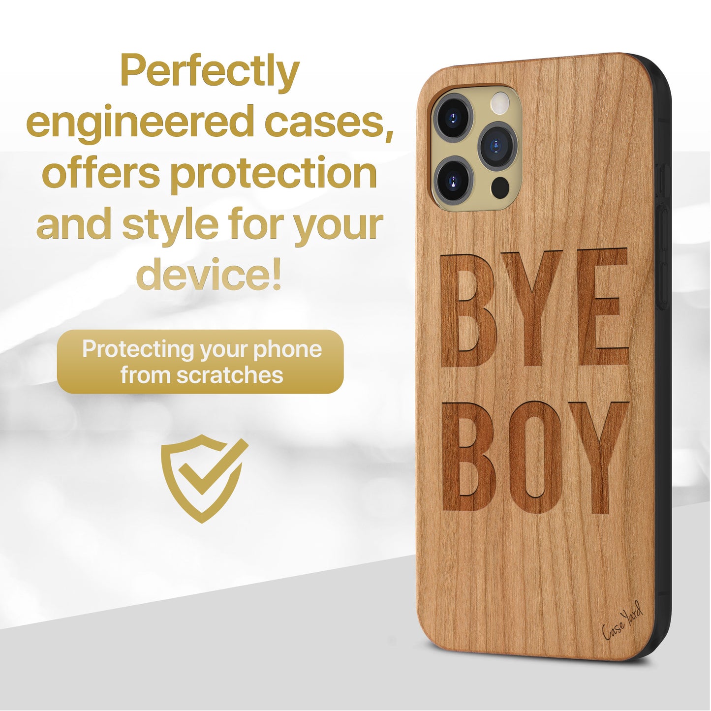 Bye Boy Wooden Laser Engraved Phone Case for iPhone & Samsung Phones