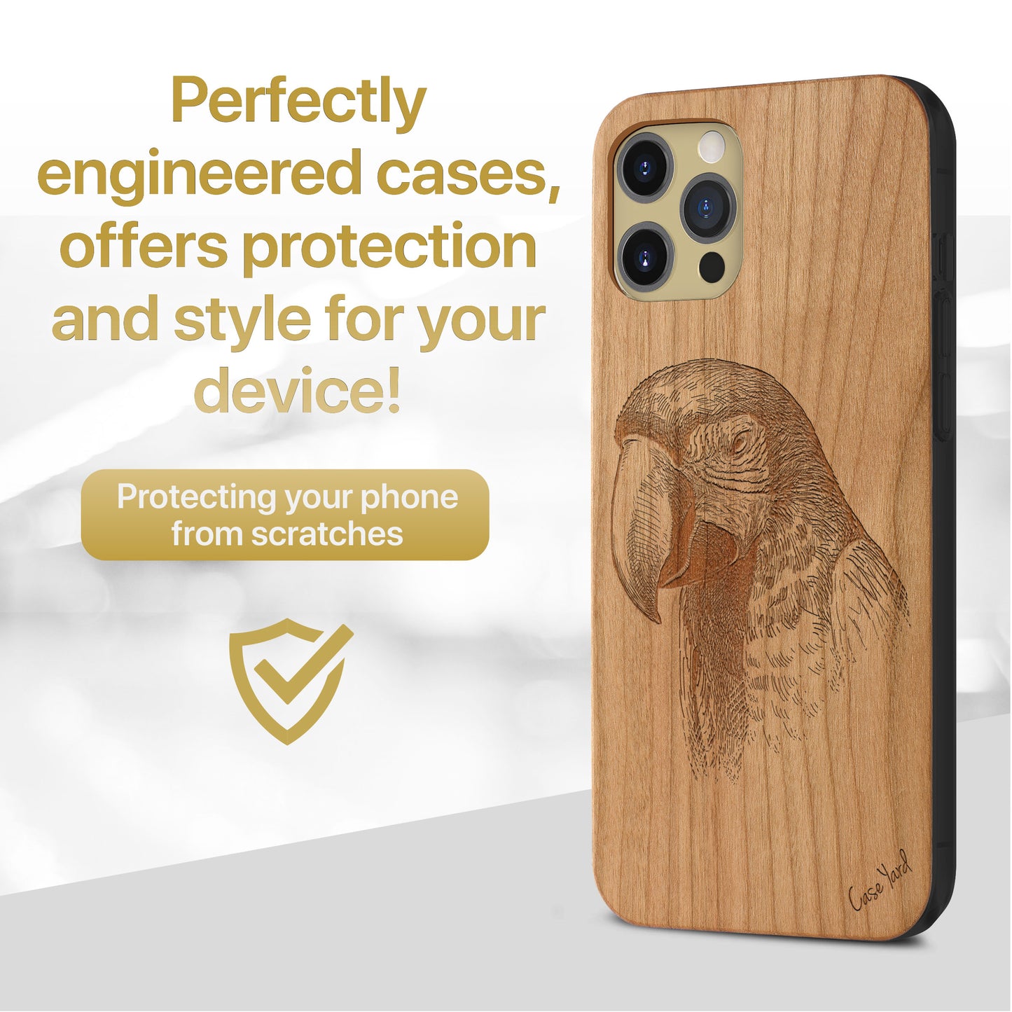 Macaw Wooden Laser Engraved Phone Case for iPhone