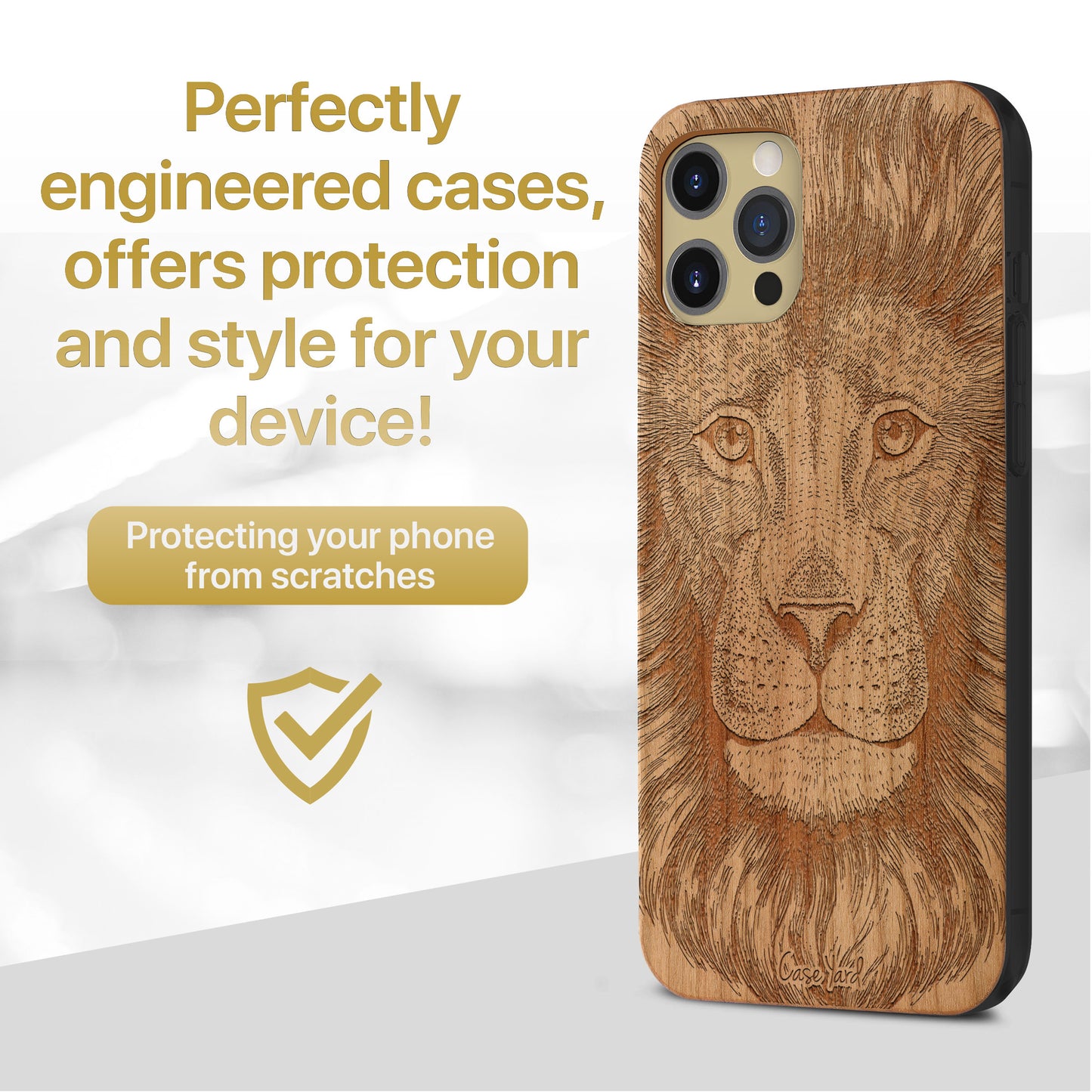Great Lion Wooden Laser Engraved Phone Case for iPhone