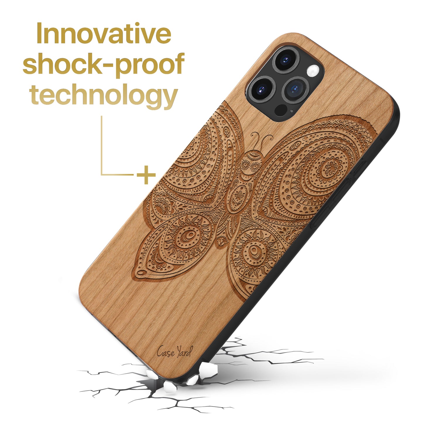 Butterfly Wooden Laser Engraved Phone Case for iPhone & Samsung Phones