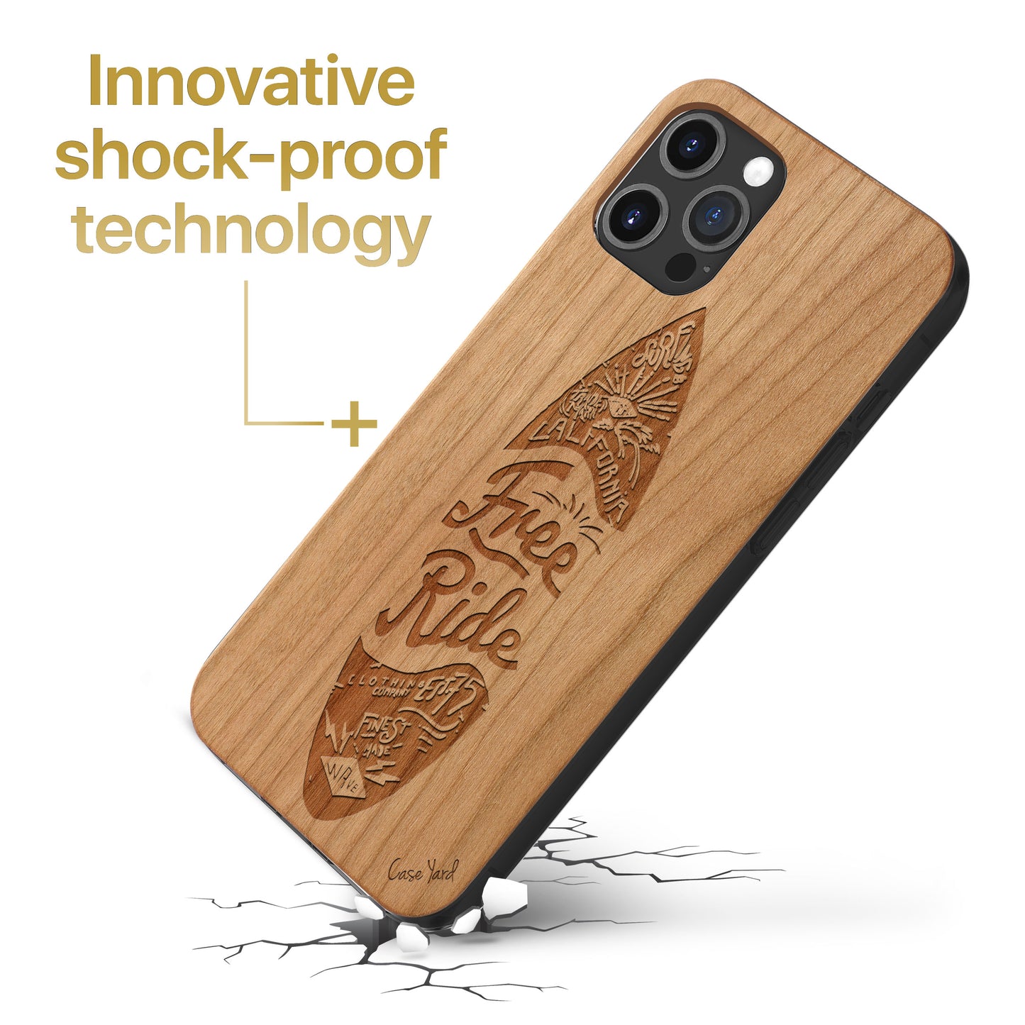 Surf Wooden Laser Engraved Phone Case for iPhone