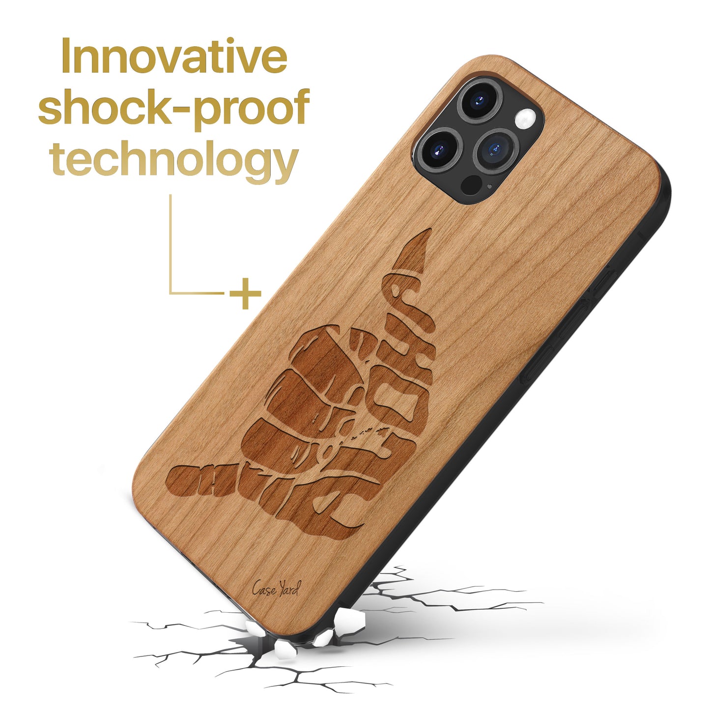 Aloha Hand Sign Wooden Laser Engraved Phone Case for iPhone & Samsung Phones