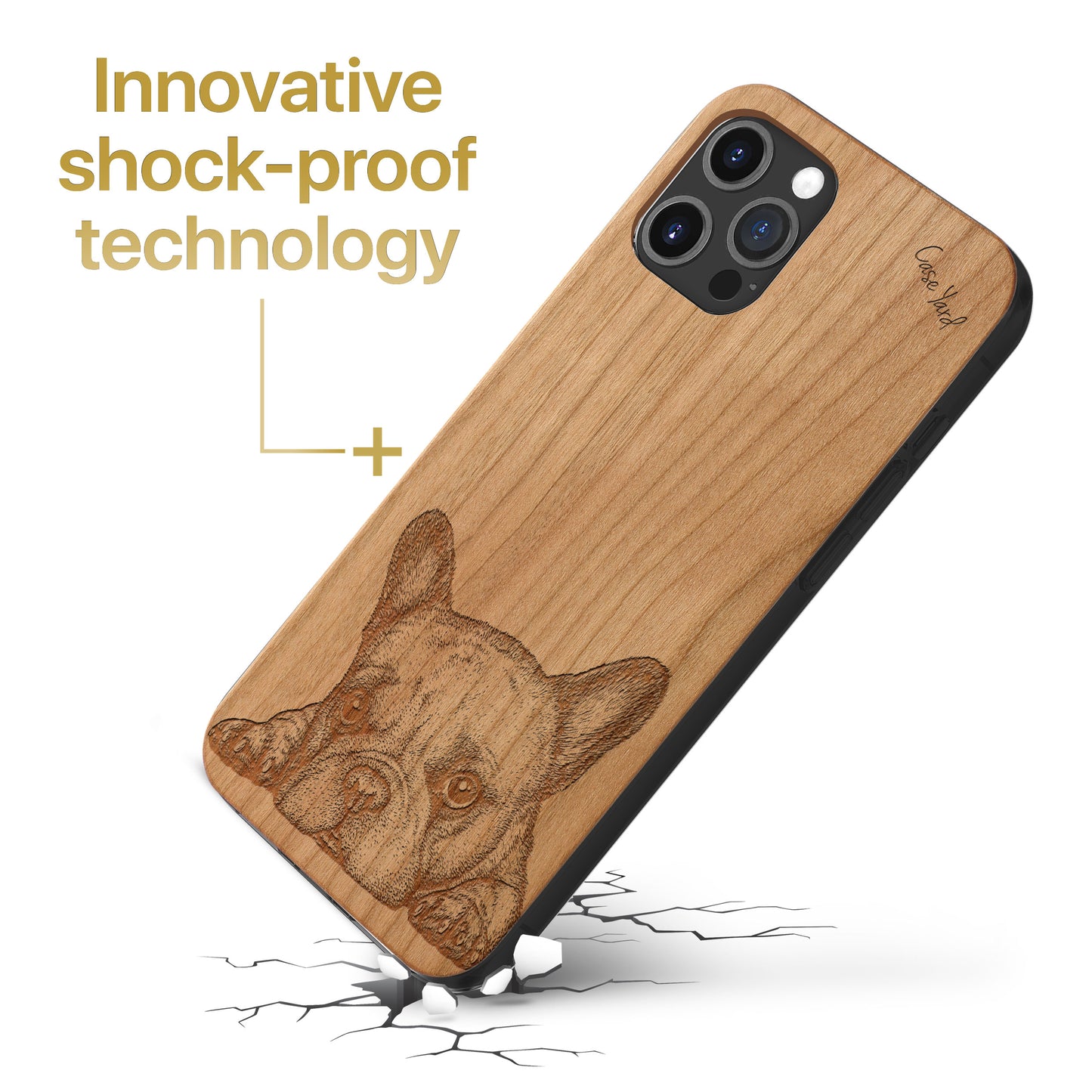 French Bulldog Wooden Laser Engraved Phone Case for iPhone