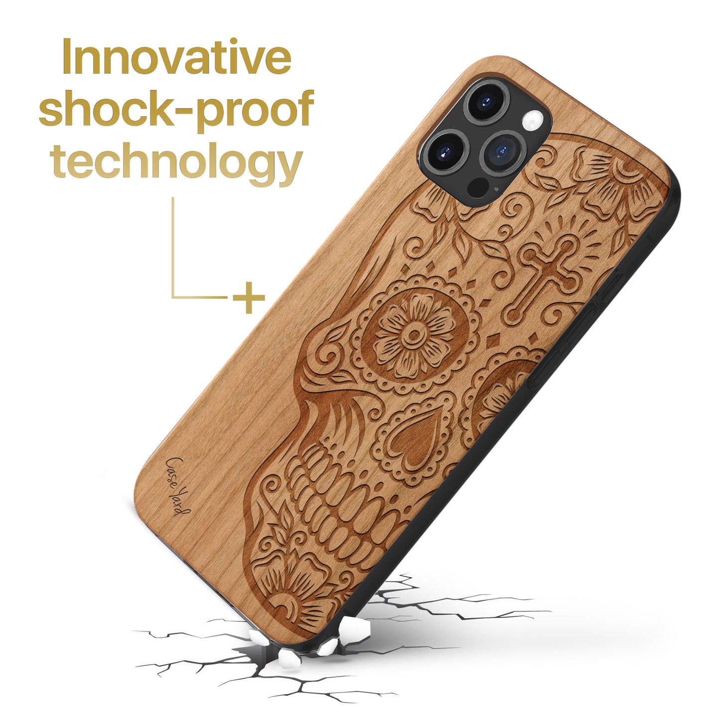 Cross Skull Wooden Laser Engraved Phone Case for iPhone & Samsung Phones