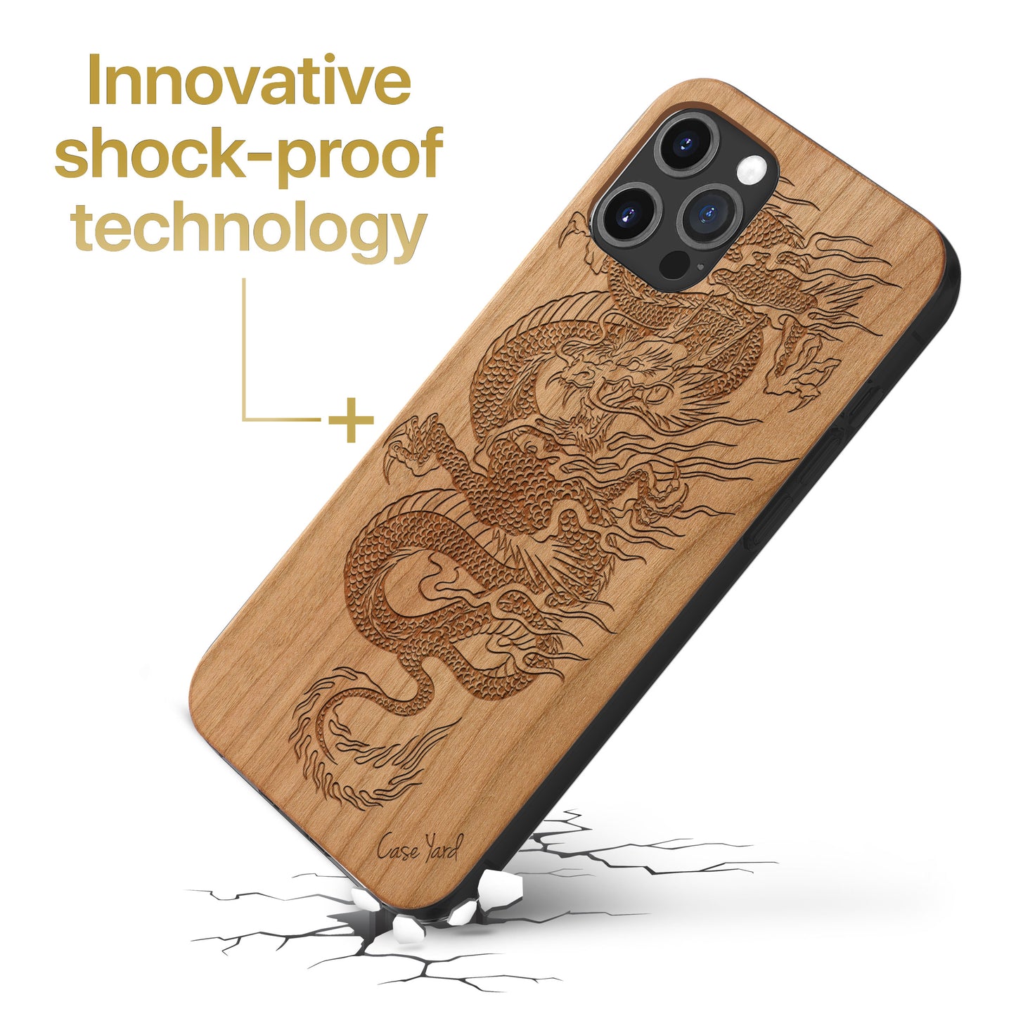 Wooden Cell Phone Case Cover, Laser Engraved case for iPhone & Samsung phone Dragon Design