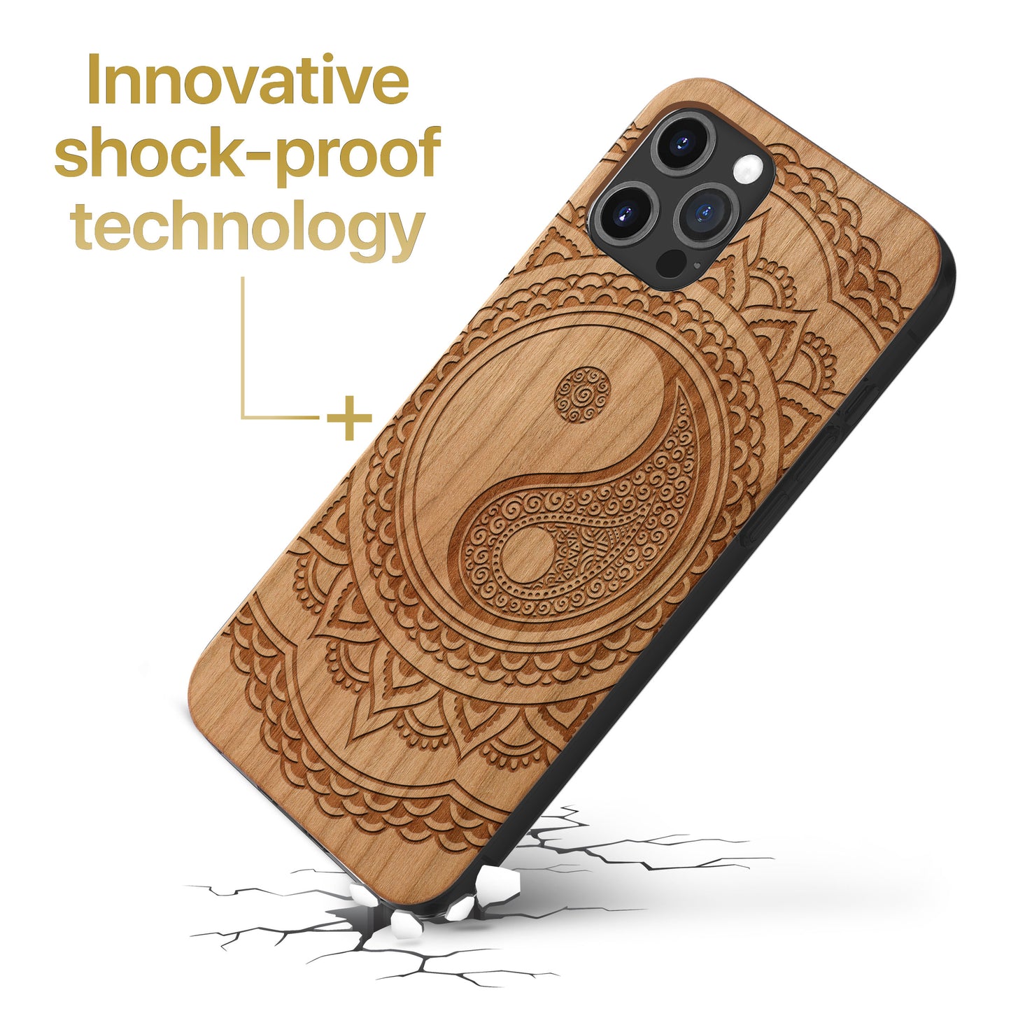 Ying Yang Mandala 2 Wooden Laser Engraved Phone Case