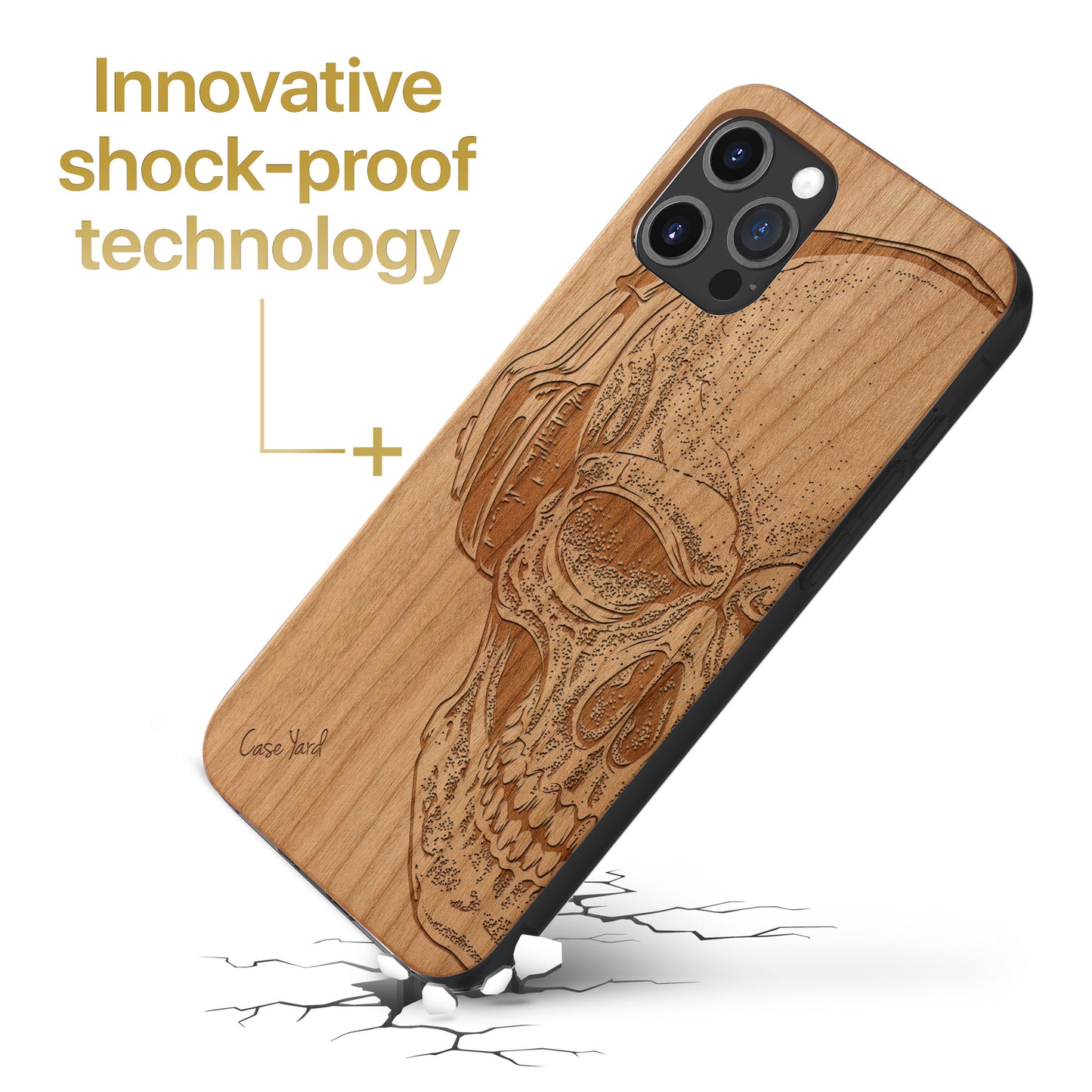 Headphone Skull Wood Wooden Laser Engraved Phone Case