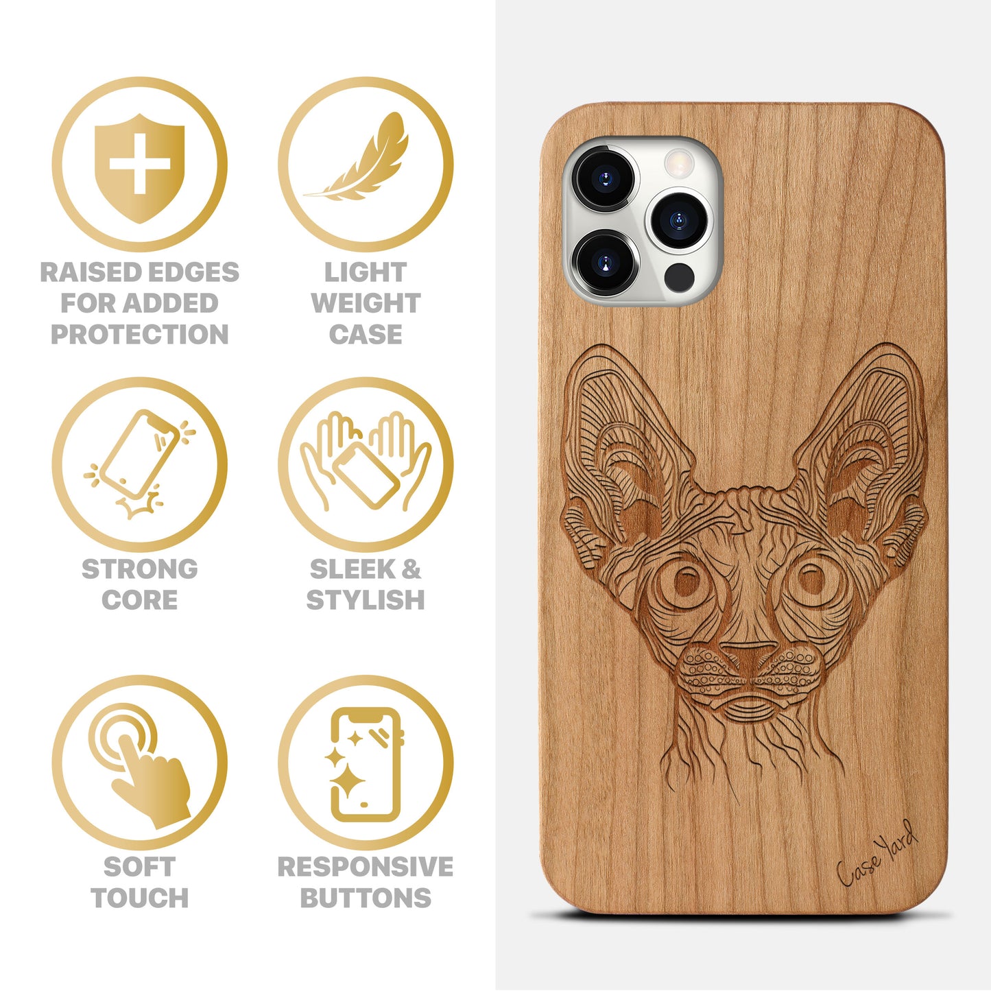 Bob Cat Wooden Laser Engraved Phone Case for iPhone & Samsung Phones