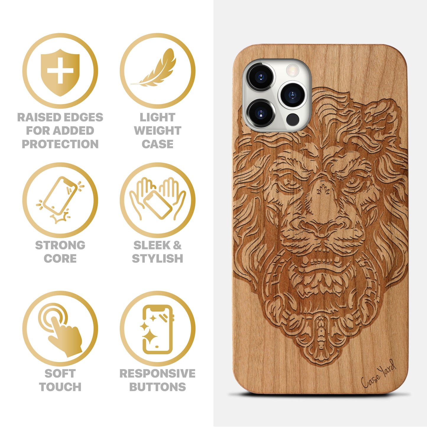 Victorian Lion Wooden Laser Engraved Phone Case for iPhone
