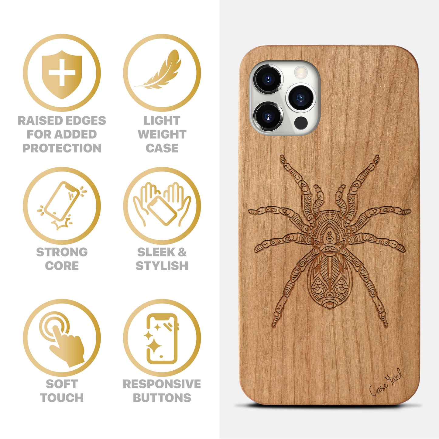 Tarantula Wooden Laser Engraved Phone Case for iPhone