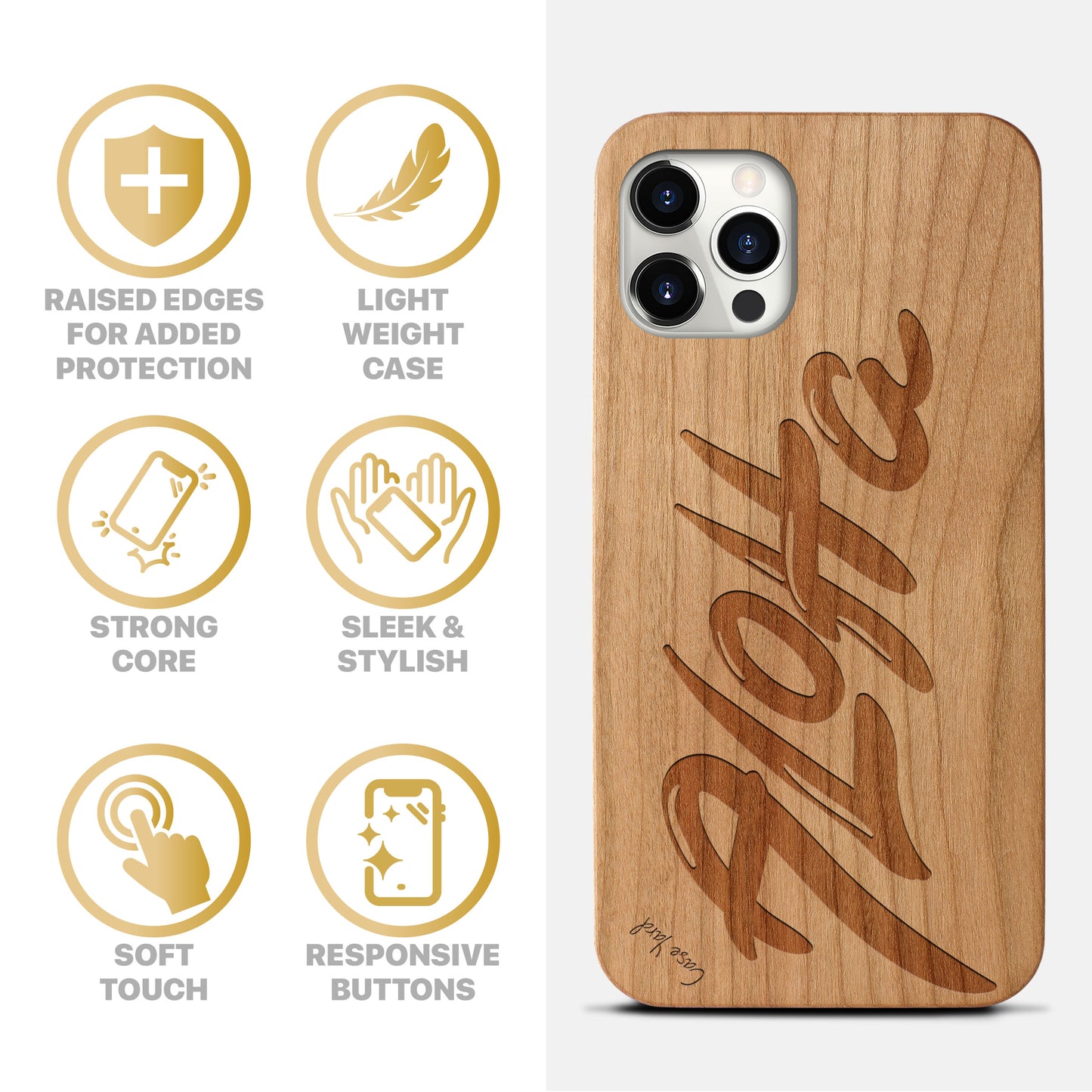 Aloha Wooden Laser Engraved Phone Case for iPhone & Samsung Phones