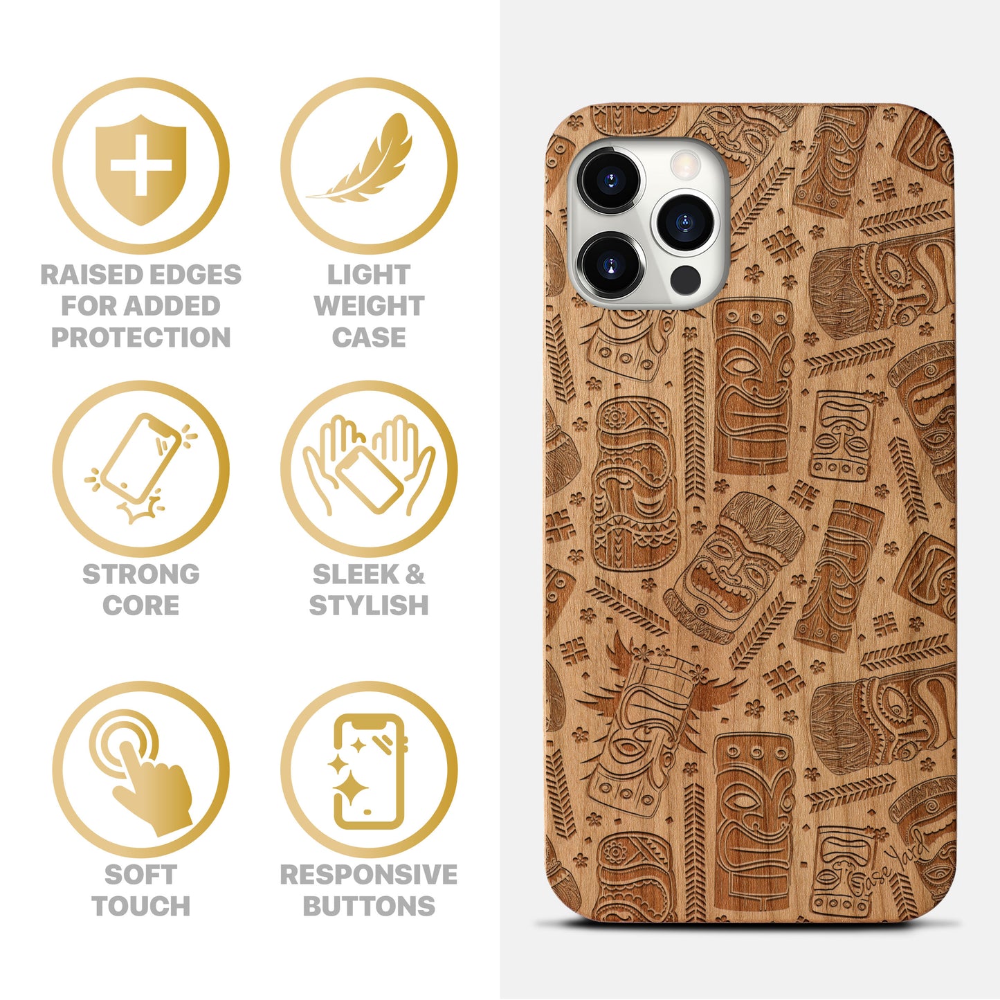 Mask Wooden Laser Engraved Phone Case for iPhone