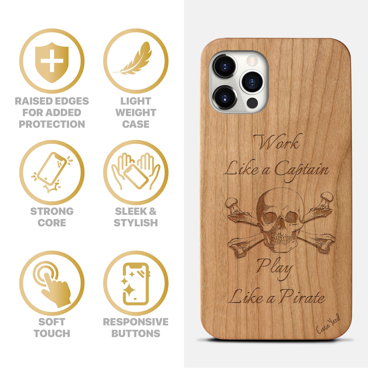 Work Like Captain Wooden Laser Engraved Phone Case for iPhone