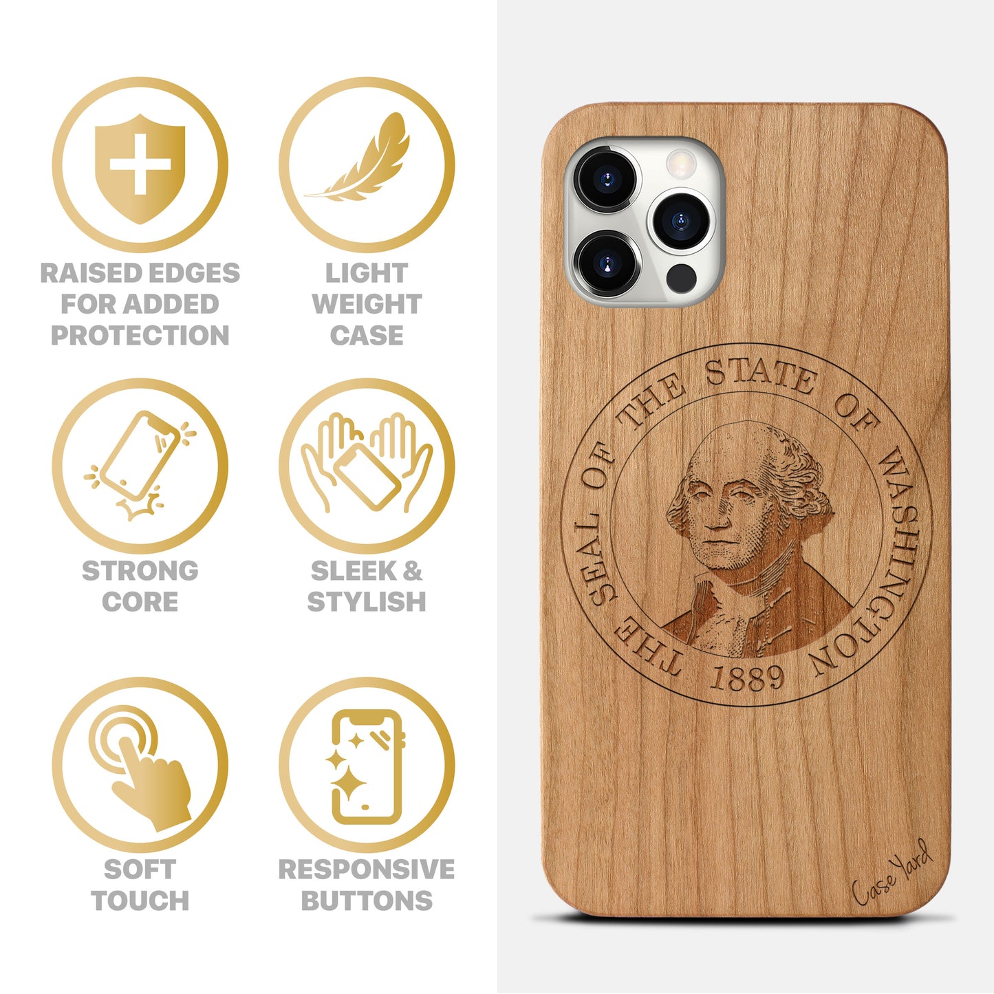 Washington Seal Wooden Laser Engraved Phone Case for iPhone