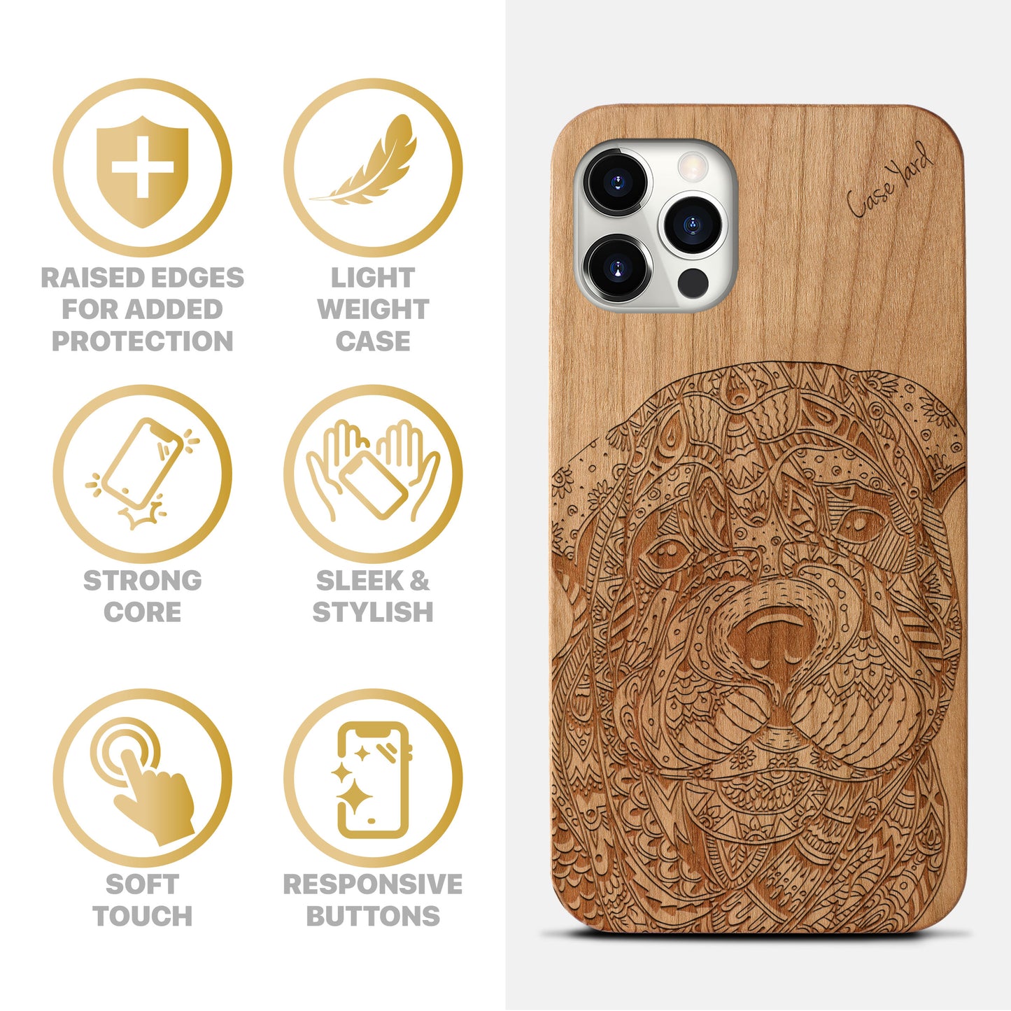 Sad Dog Wooden Laser Engraved Phone Case