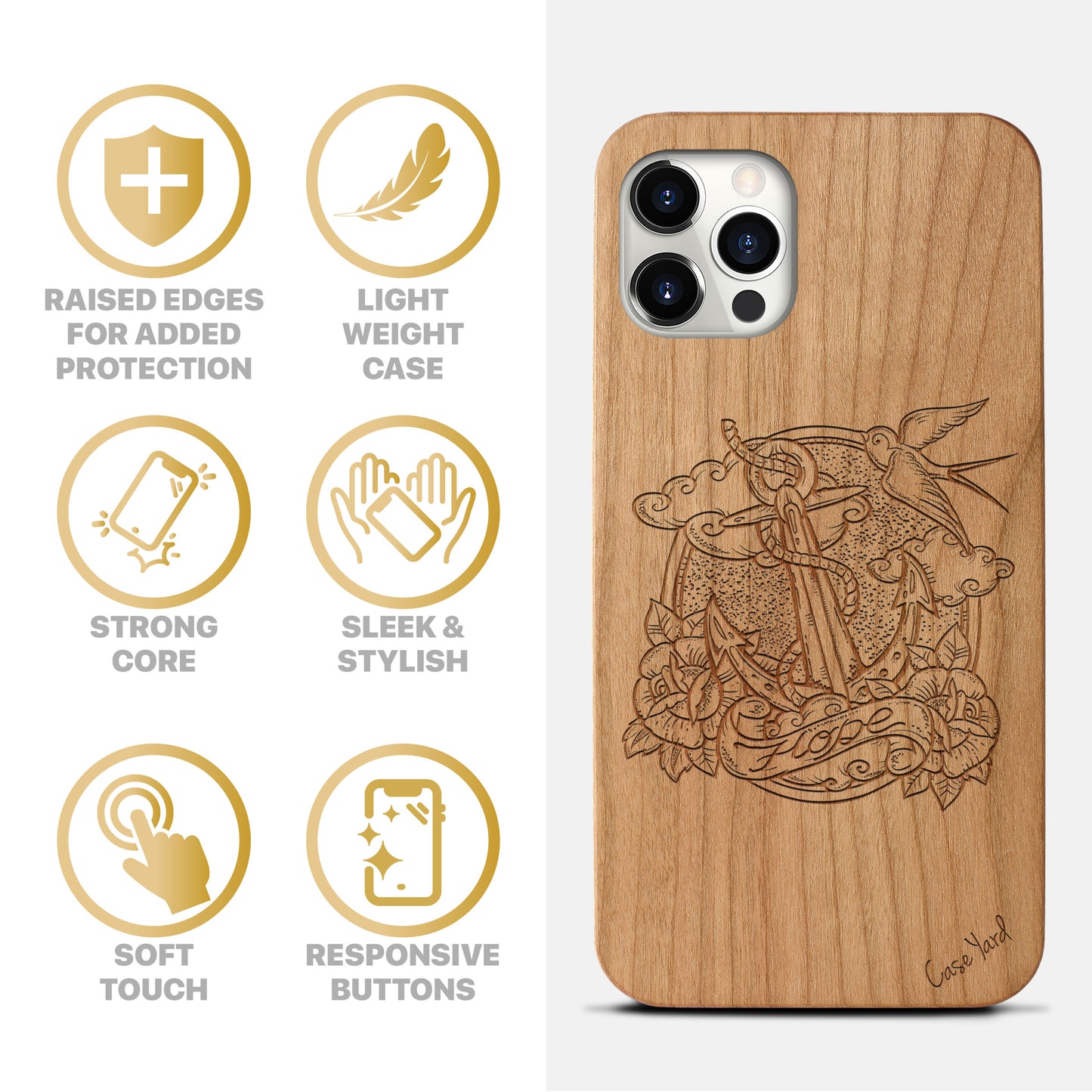 Anchor & Hope Wooden Laser Engraved Phone Case for iPhone & Samsung Phones