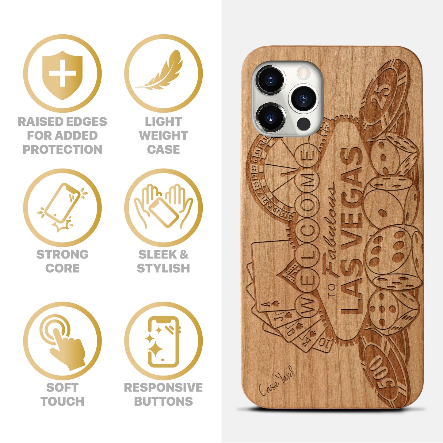 Las Vegas Gambler Wooden Laser Engraved Phone Case for iPhone