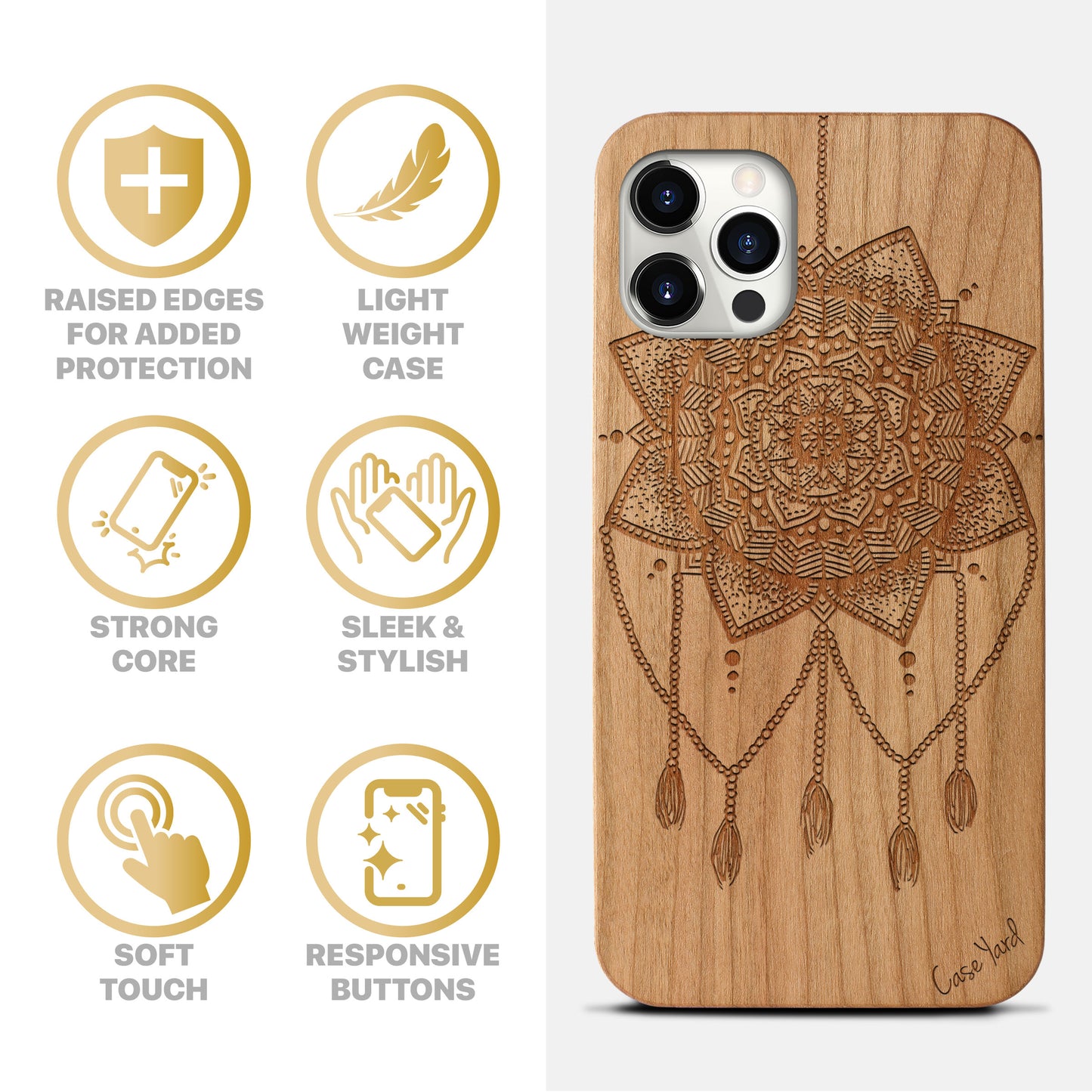 Small Dream Catcher Wooden Laser Engraved Phone Case for iPhone