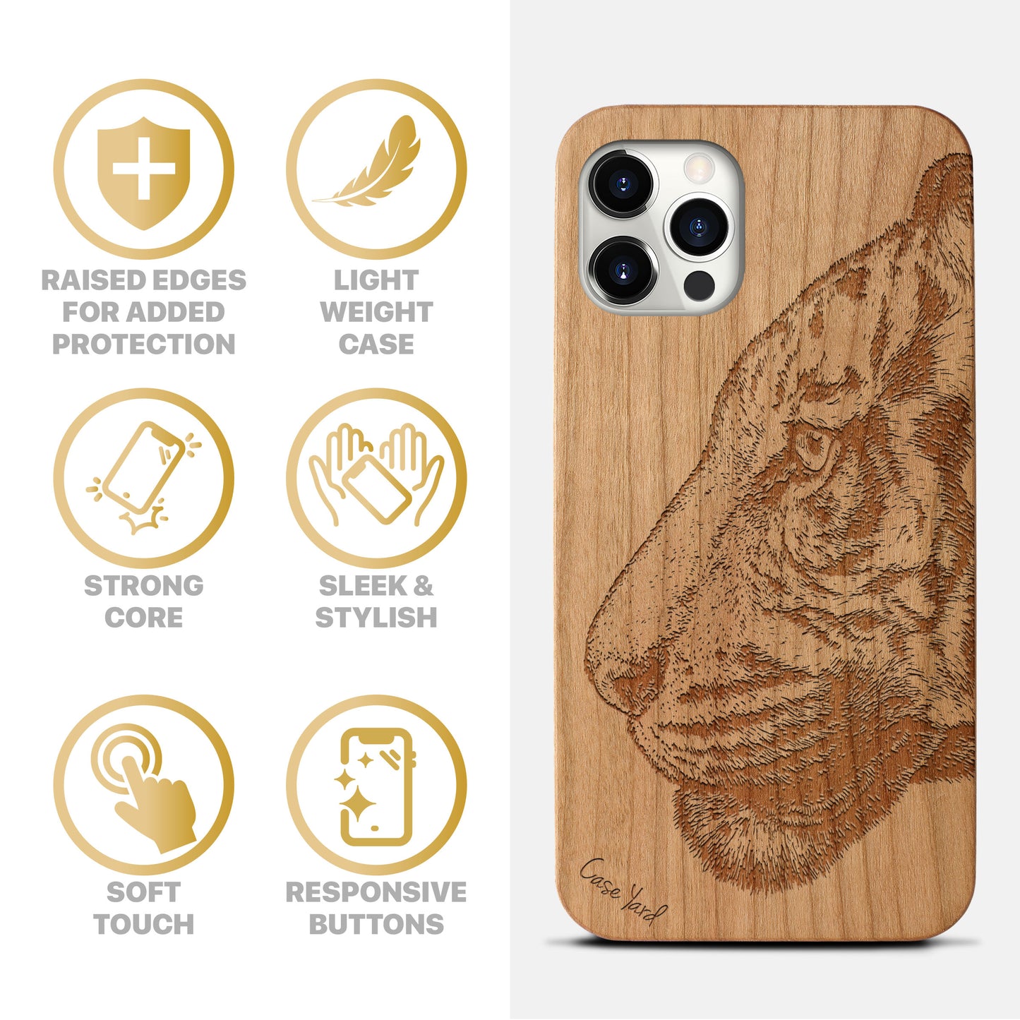 Bengal Tiger Wooden Laser Engraved Phone Case for iPhone & Samsung Phones