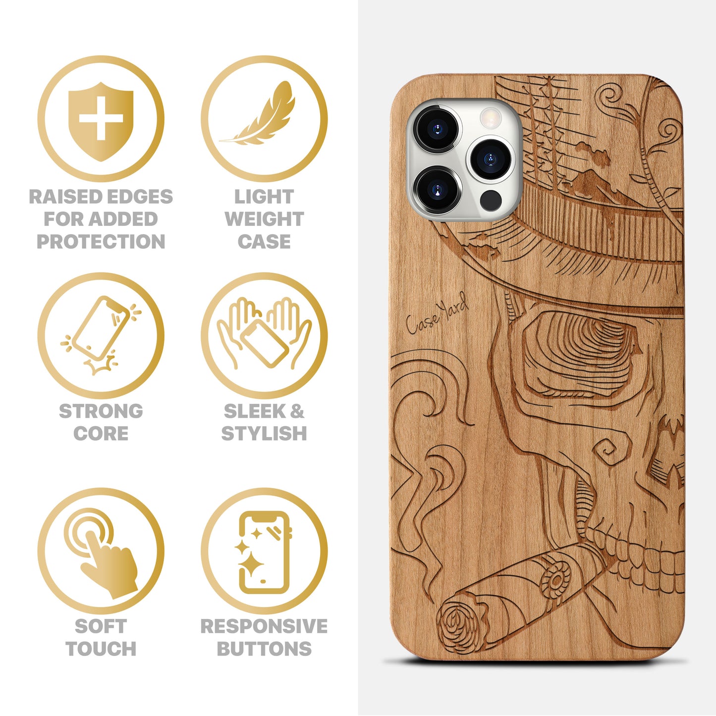 New Orleans Sugar Skull Wooden Laser Engraved Phone Case for iPhone