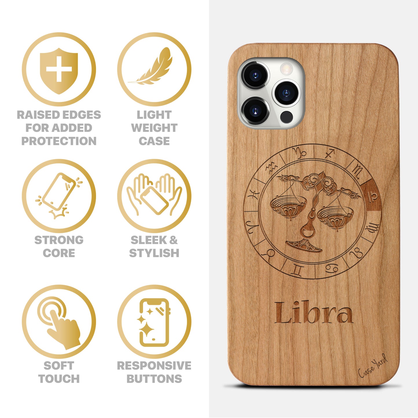 Libra Sign Wooden Laser Engraved Phone Case for iPhone