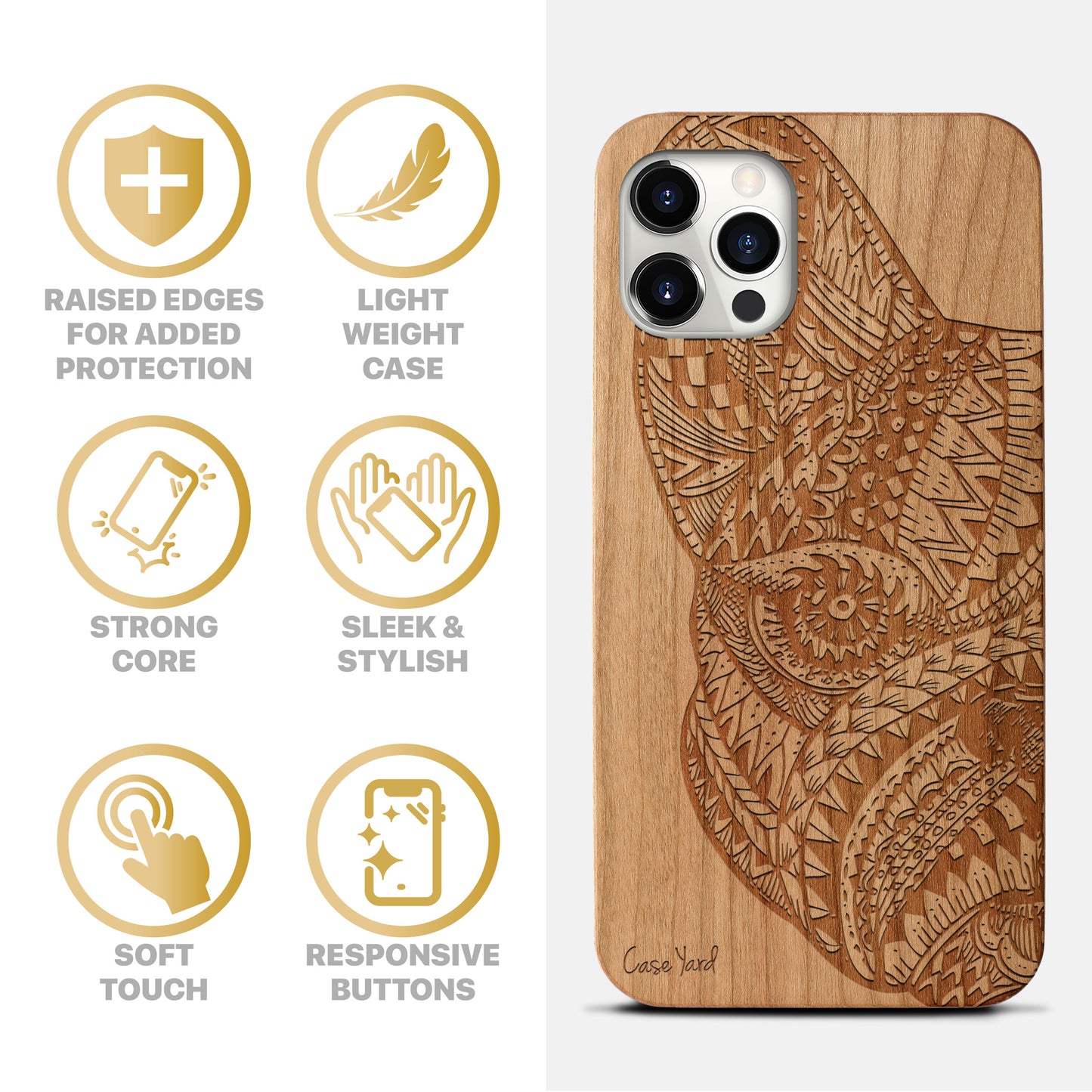 Pug Face Wooden Laser Engraved Phone Case for iPhone
