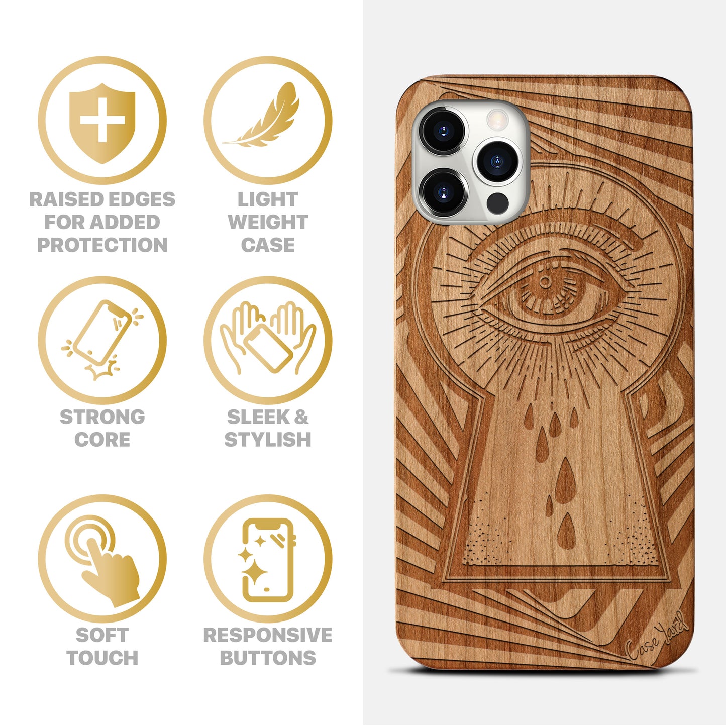 Peaky Eye Wooden Laser Engraved Phone Case for iPhone