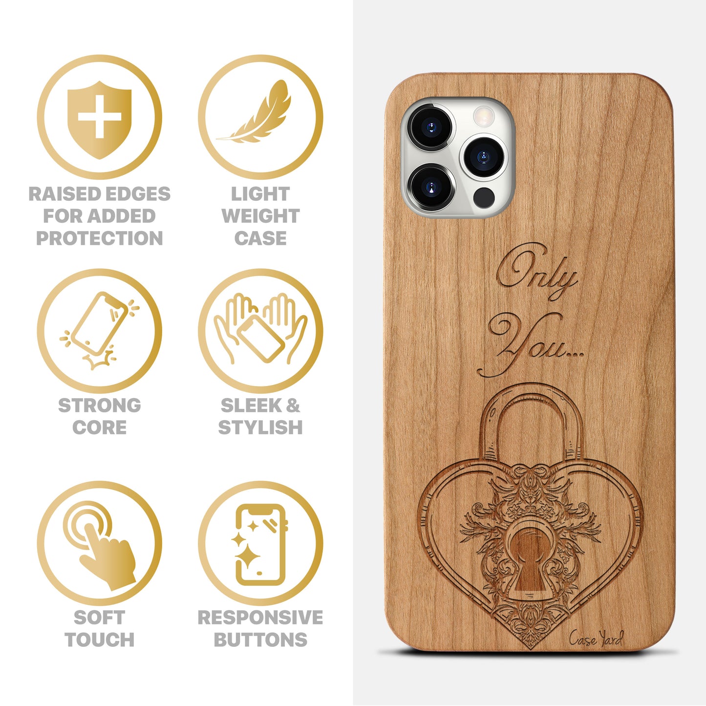 Only You Wooden Laser Engraved Phone Case for iPhone