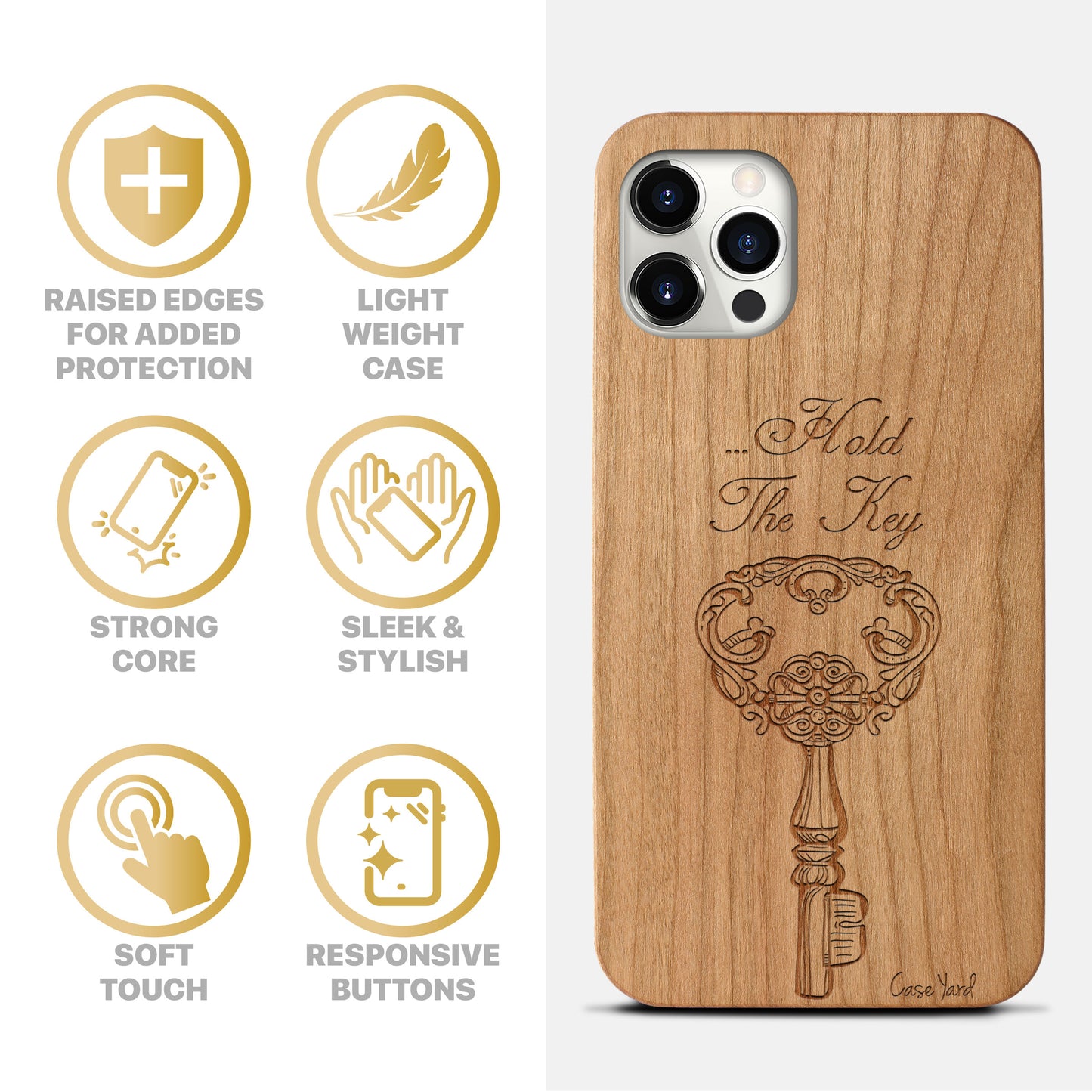 Hold The Key Wooden Laser Engraved Phone Case for iPhone