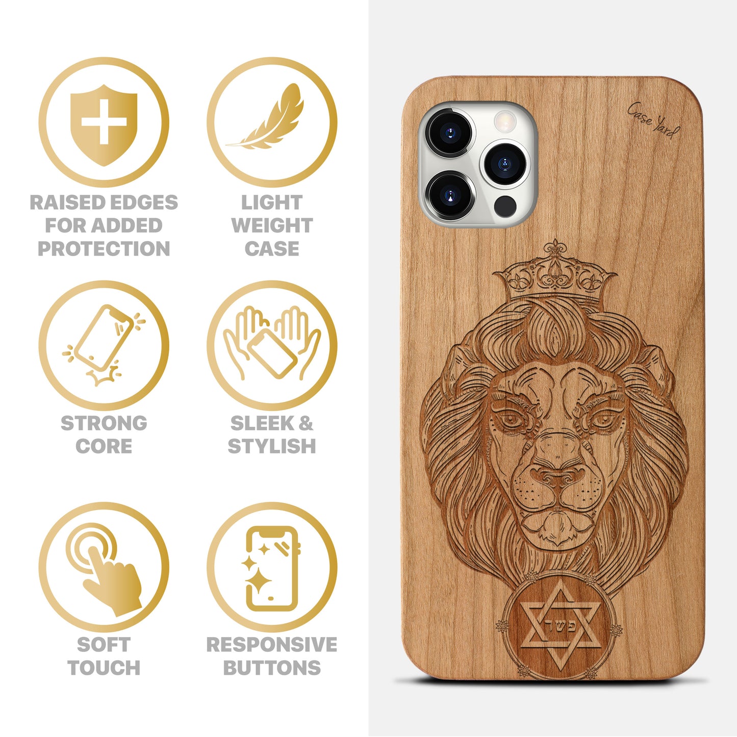 Lion of Judah Wooden Laser Engraved Phone Case for iPhone