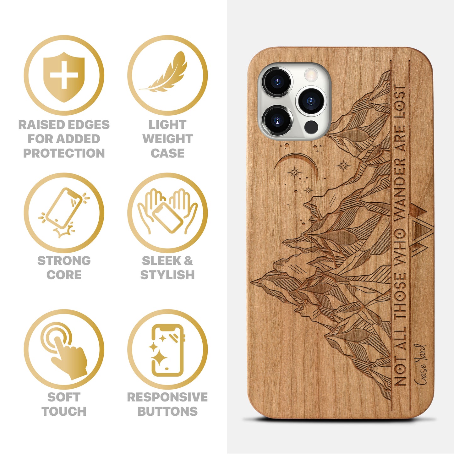 Tribal Mountains Wooden Laser Engraved Phone Case for iPhone