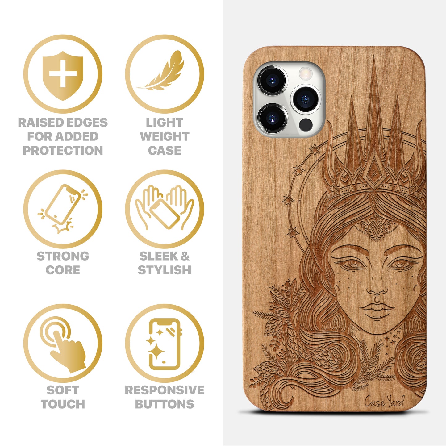 Northern Queen Wooden Laser Engraved Phone Case for iPhone