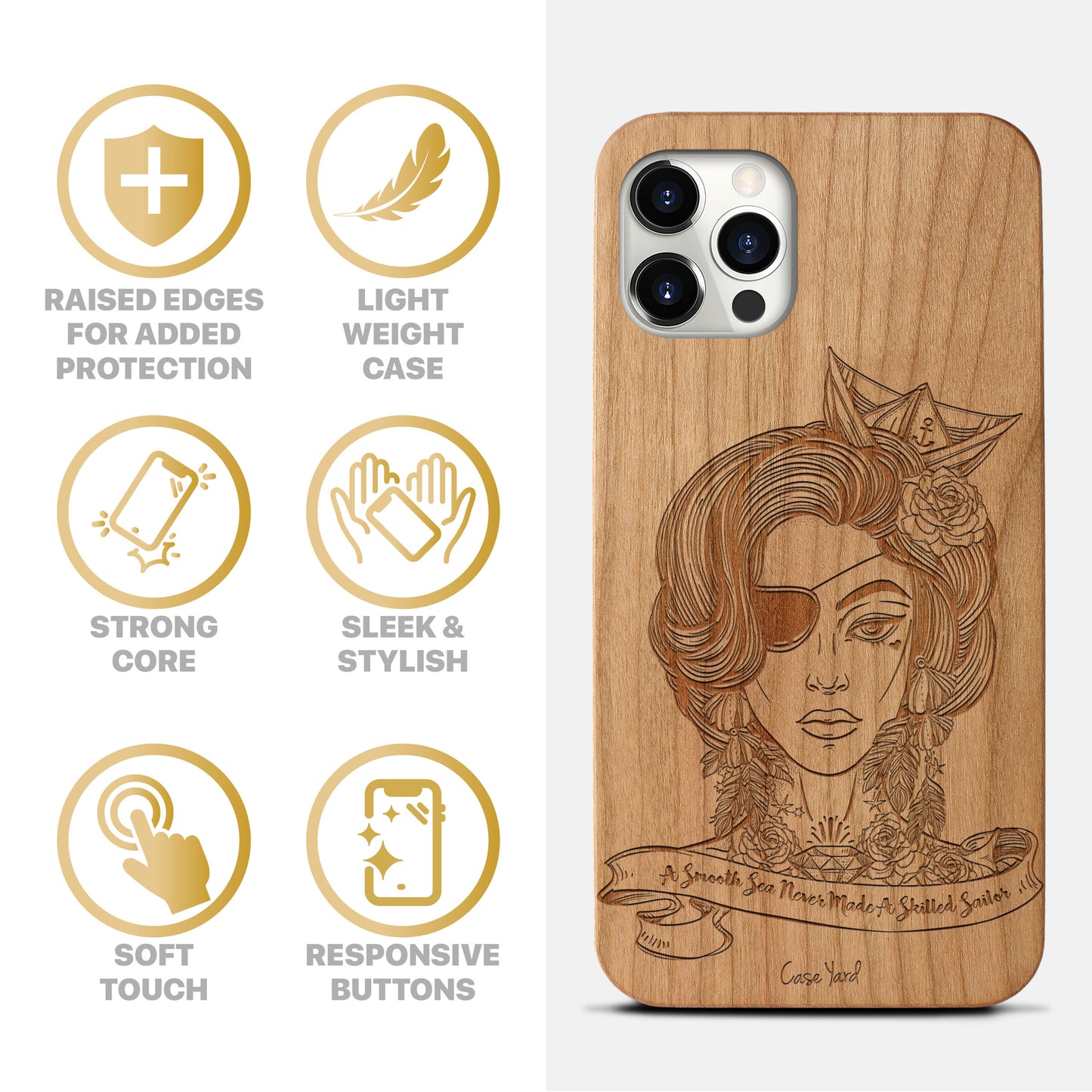 Skillful Sailor Wooden Laser Engraved Phone Case for iPhone