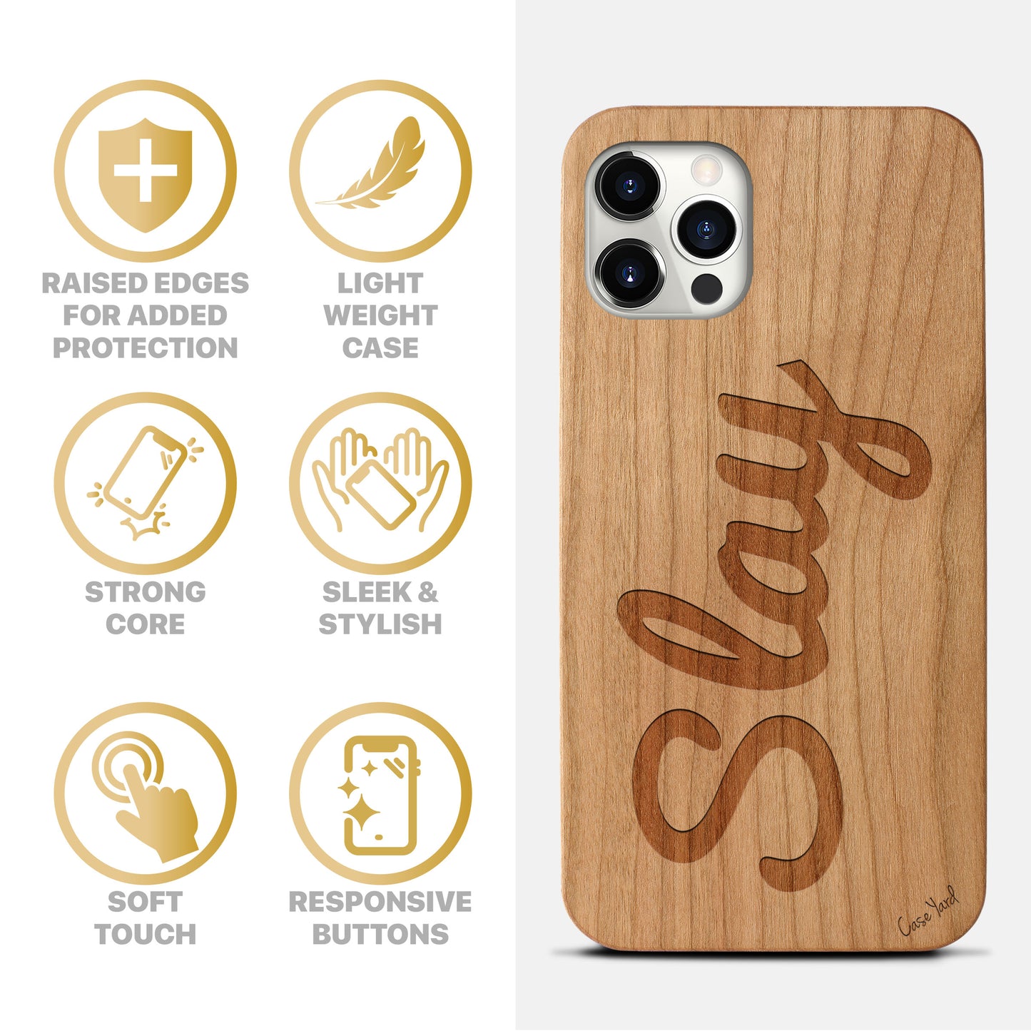Slay Wooden Laser Engraved Phone Case for iPhone