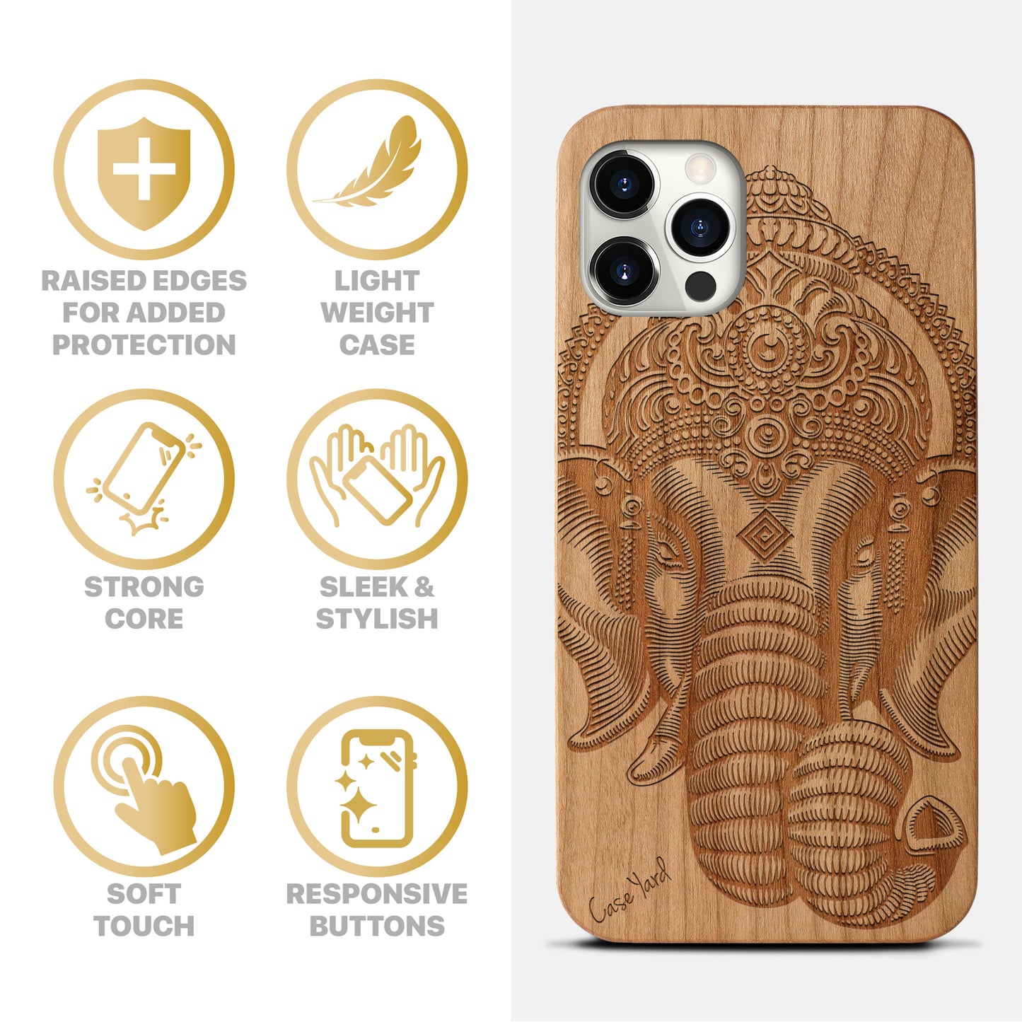 Ganesh Wooden Laser Engraved Phone Case for iPhone