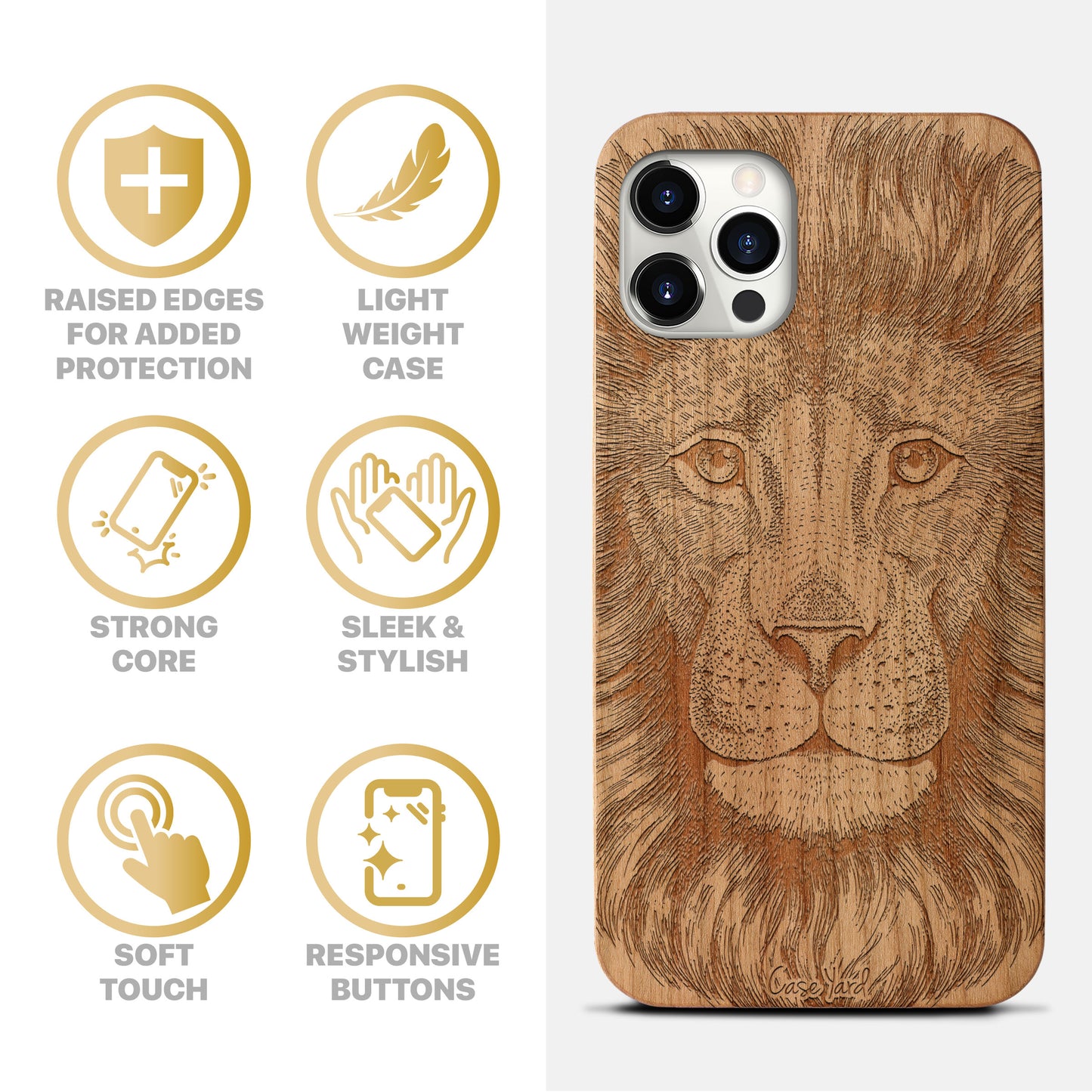 Great Lion Wooden Laser Engraved Phone Case for iPhone