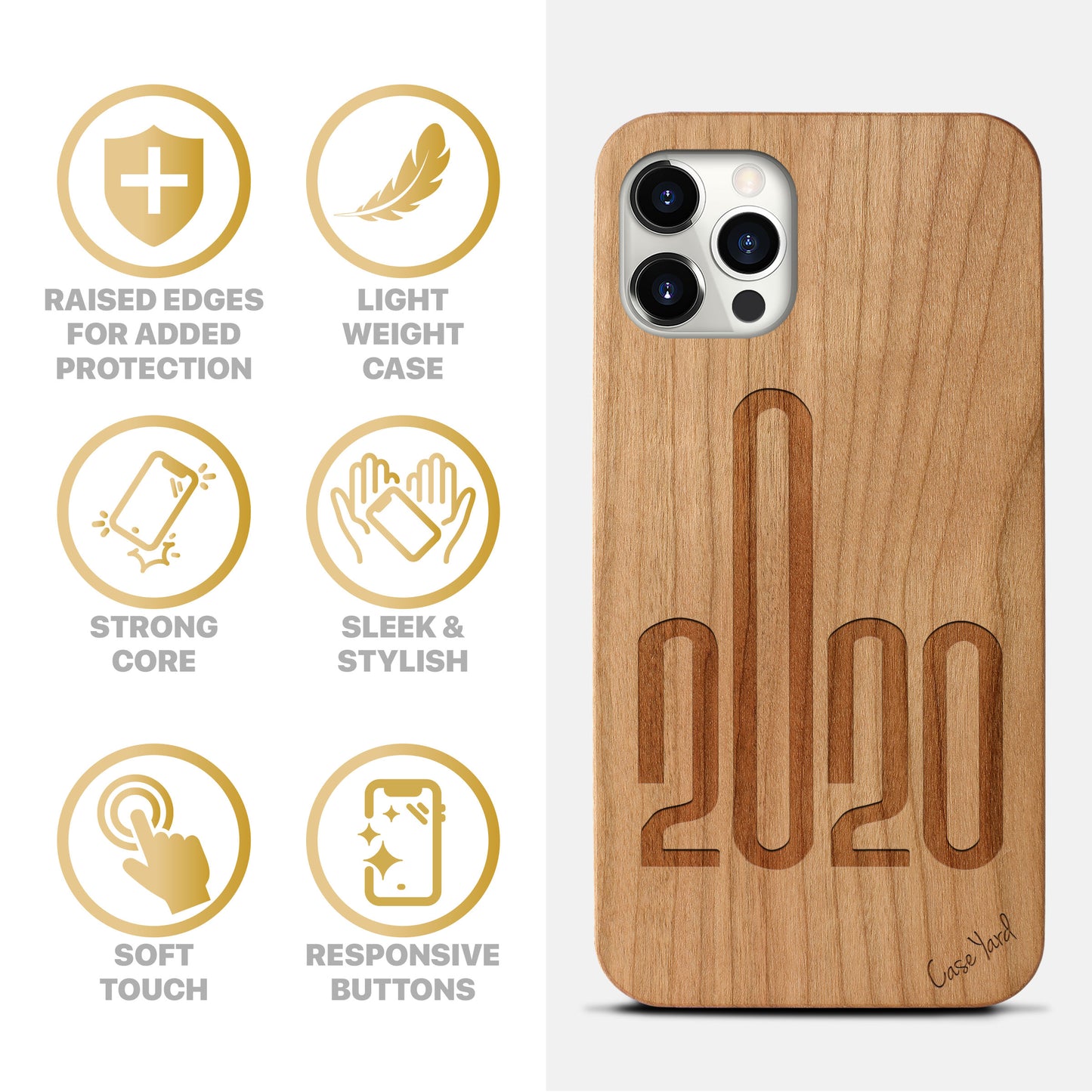 2020 Wooden Laser Engraved Phone Case for iPhone & Samsung Phones